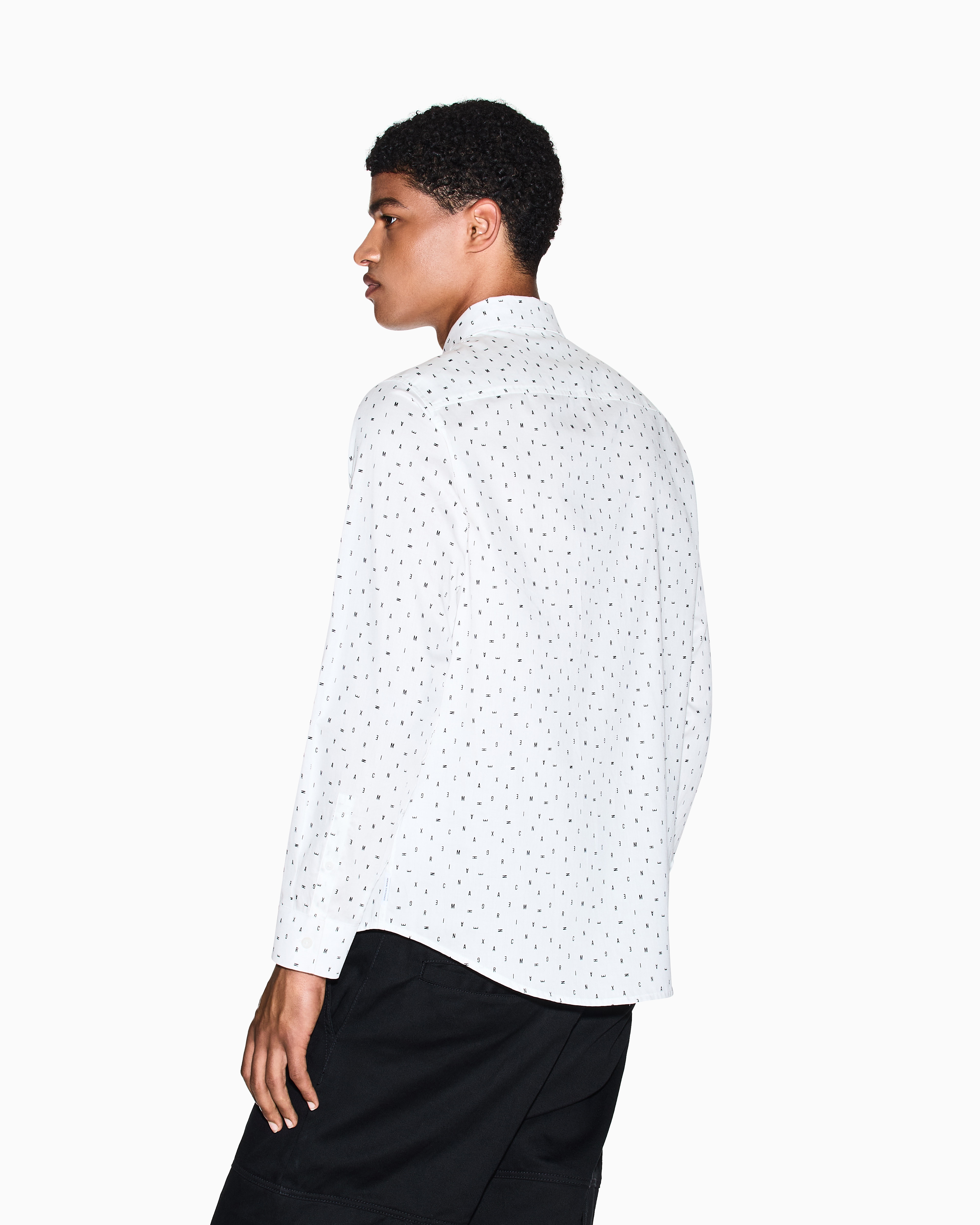 Armani Exchange - Regular fit shirt with lettering logo, Man, White, Size: