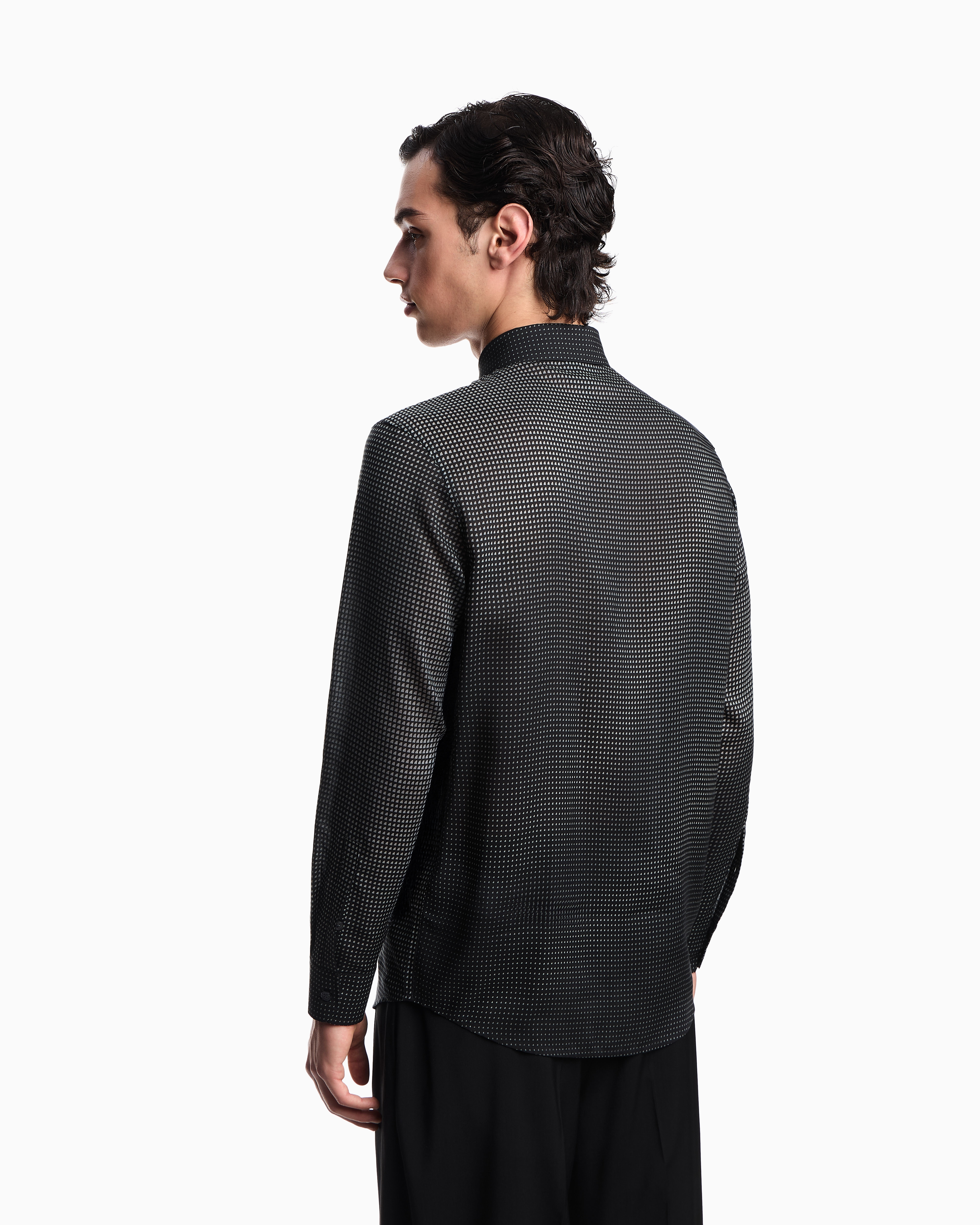 Emporio Armani Asv Lyocell Shirt With All-over Micro-pattern Print