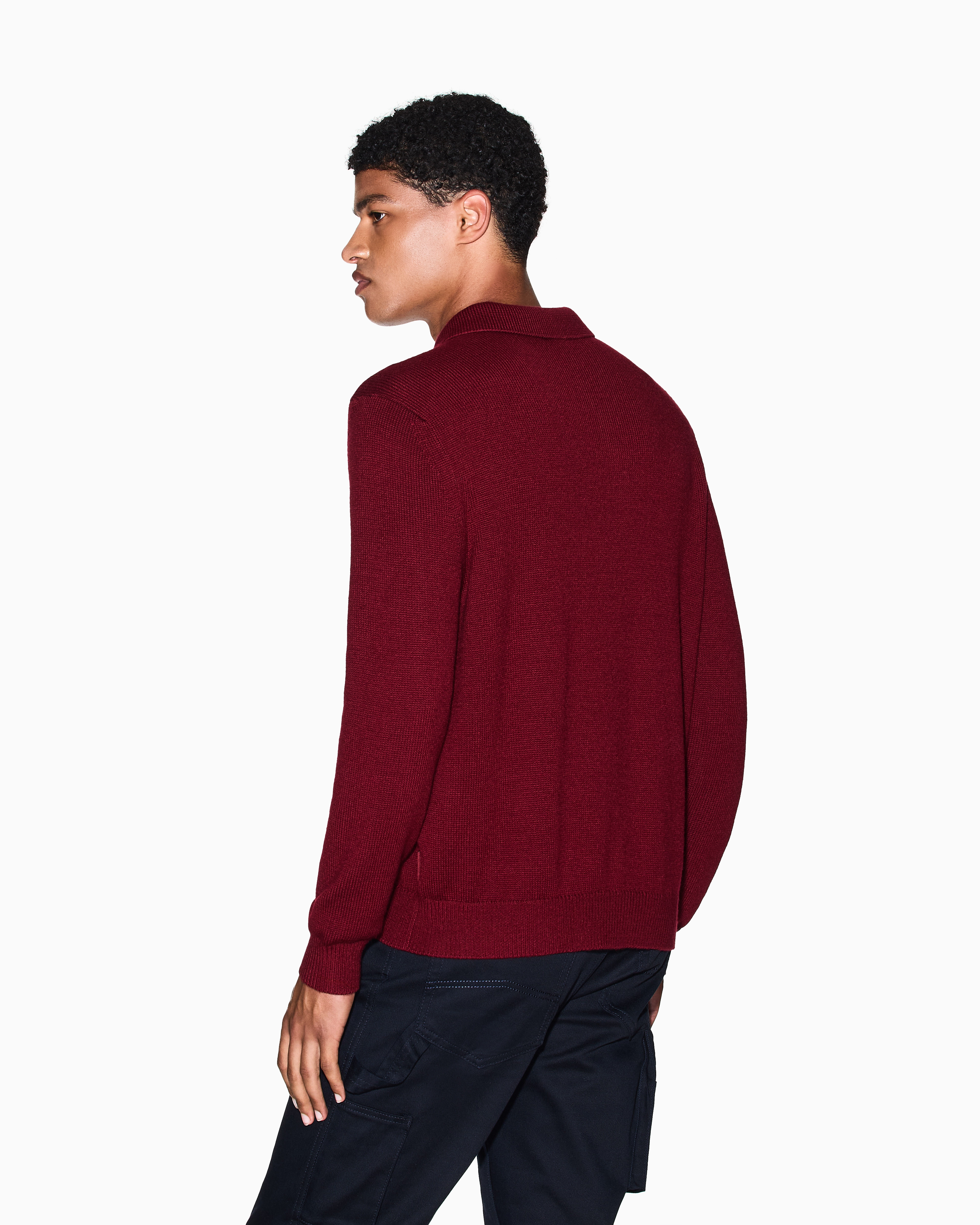Armani Exchange Knitted Polo Shirts In Red