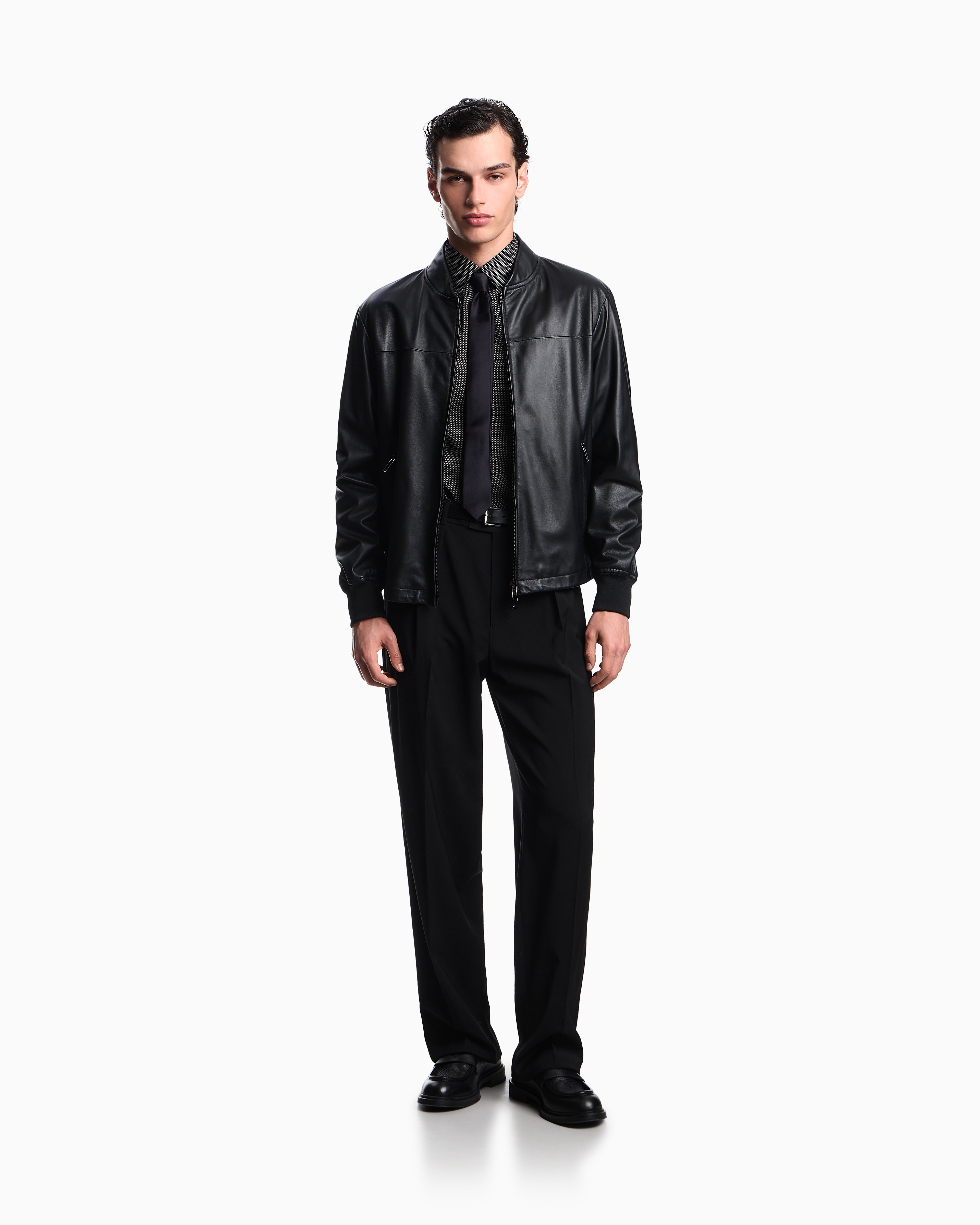 Emporio Armani Lyocell Shirt With A Patterned Print In Black