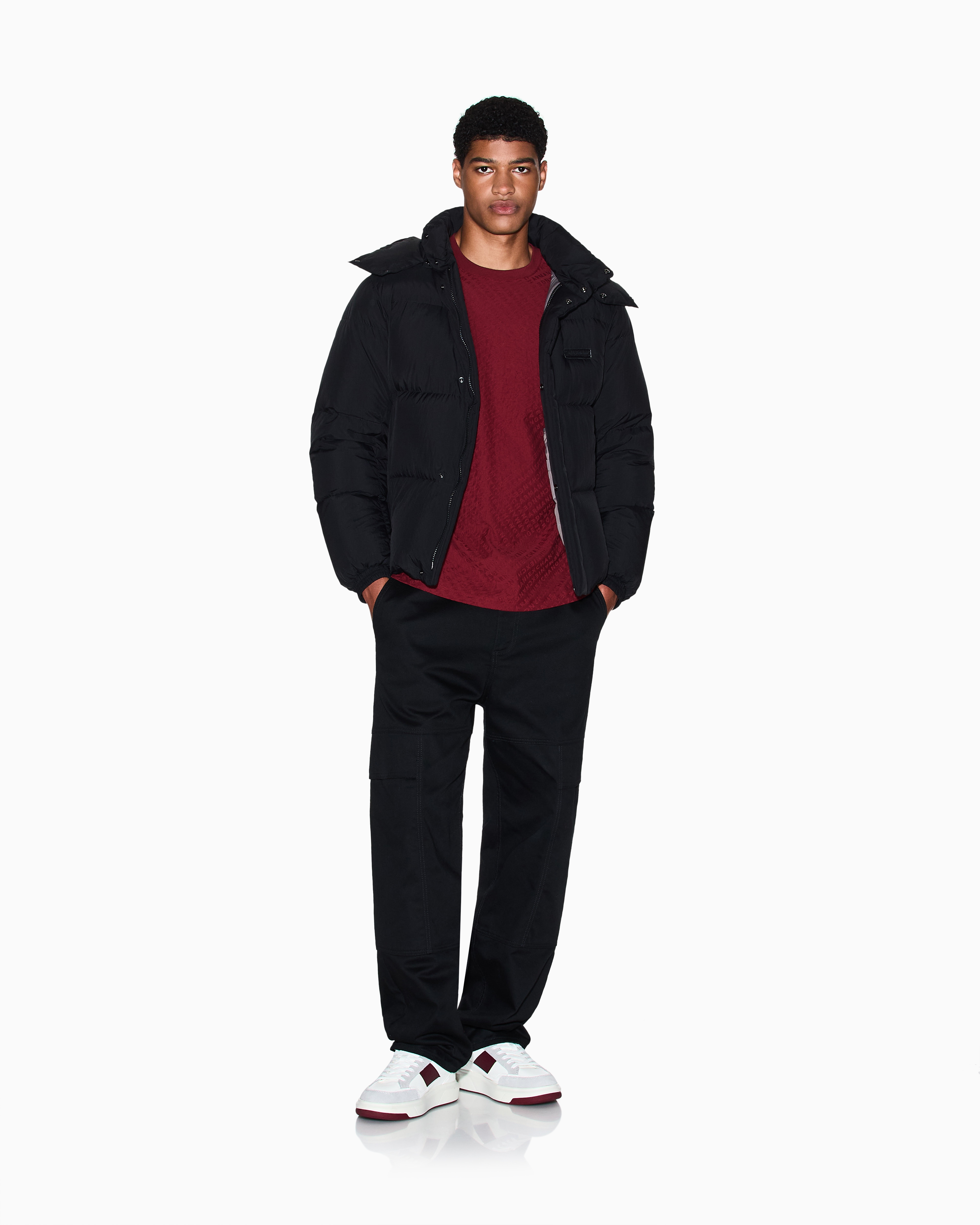Armani Exchange - Quilted down jacket with hood, Man, Black, Size: