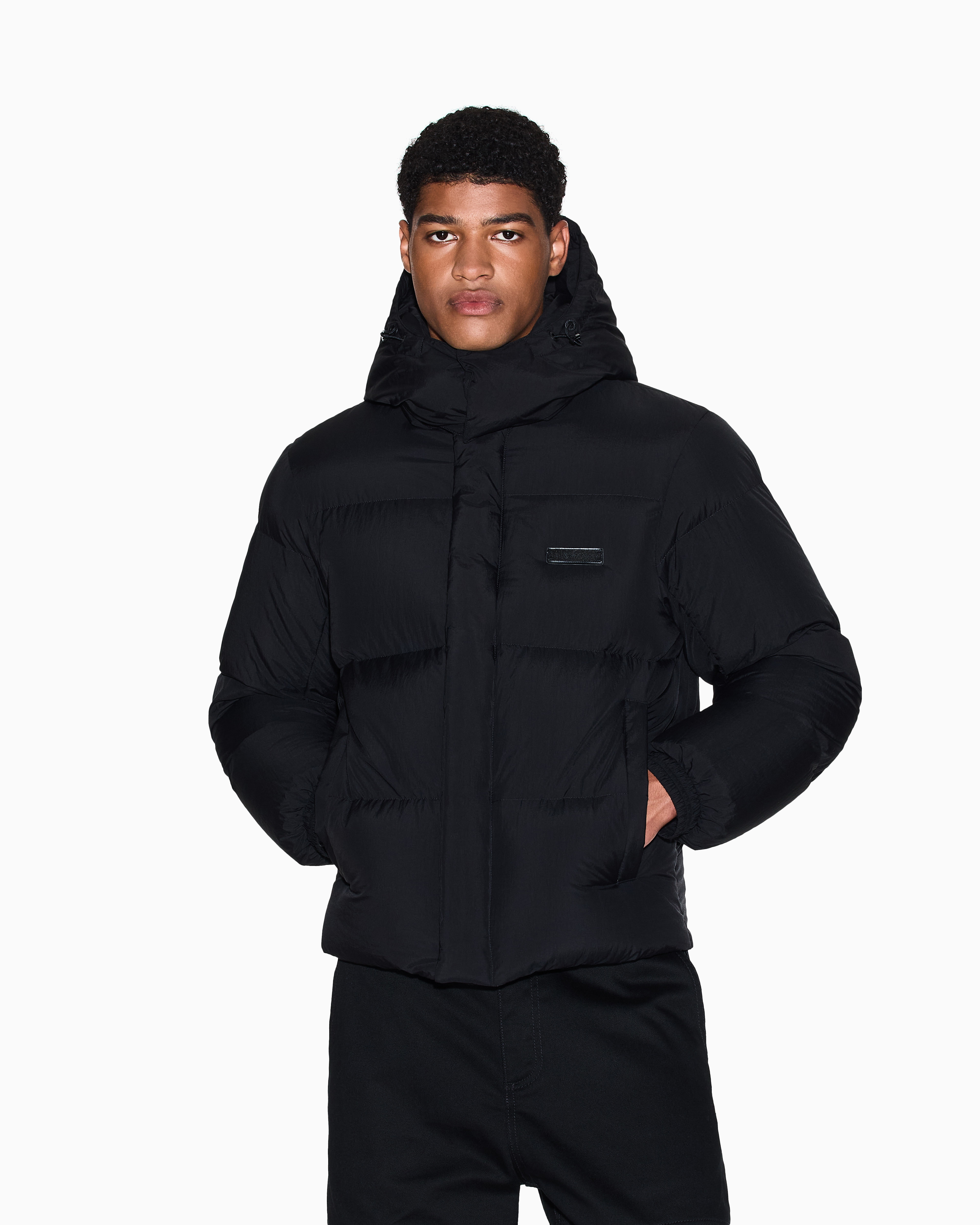 Armani Exchange - Quilted down jacket with hood, Man, Black, Size: