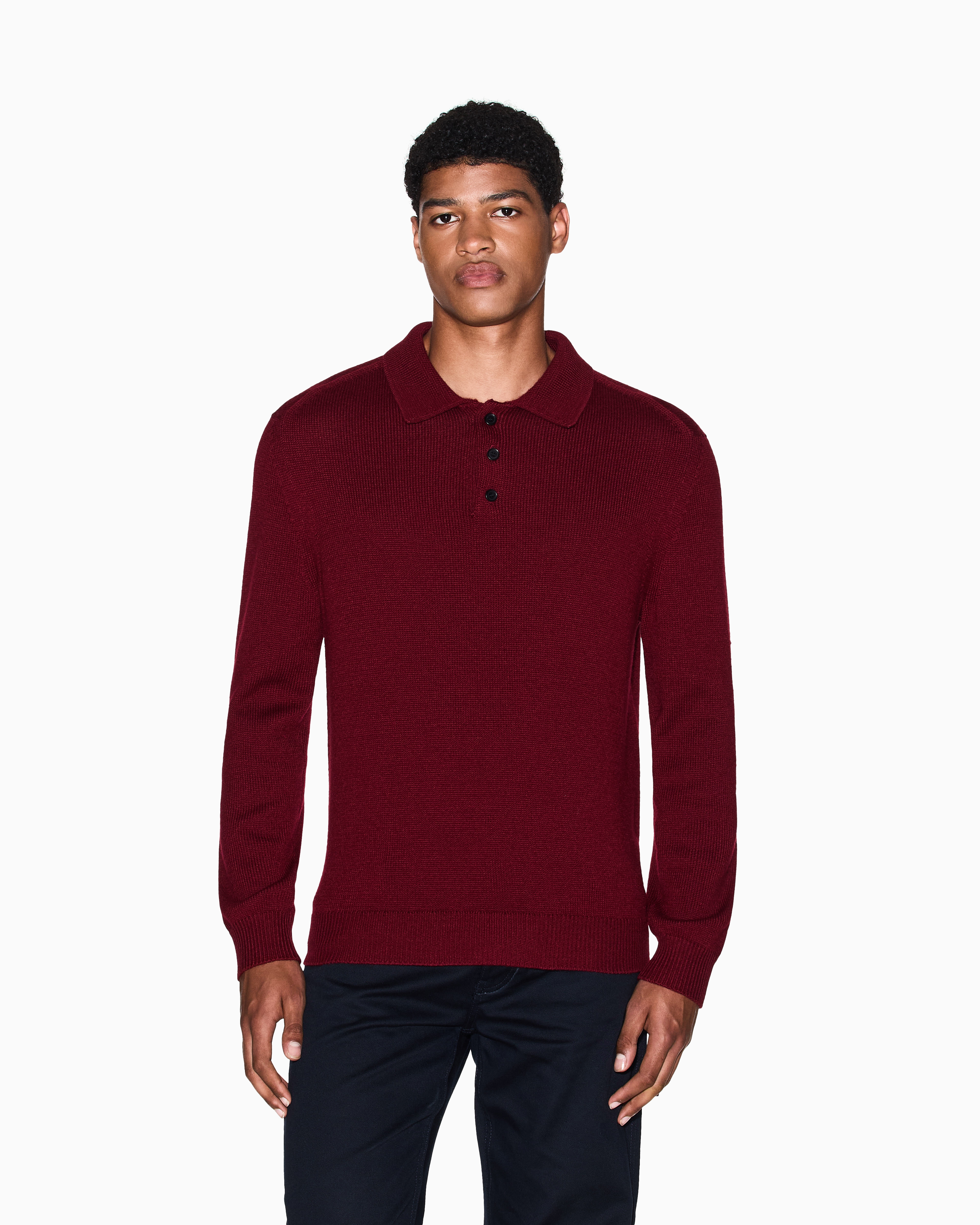 Armani Exchange Knitted Polo Shirts In Red