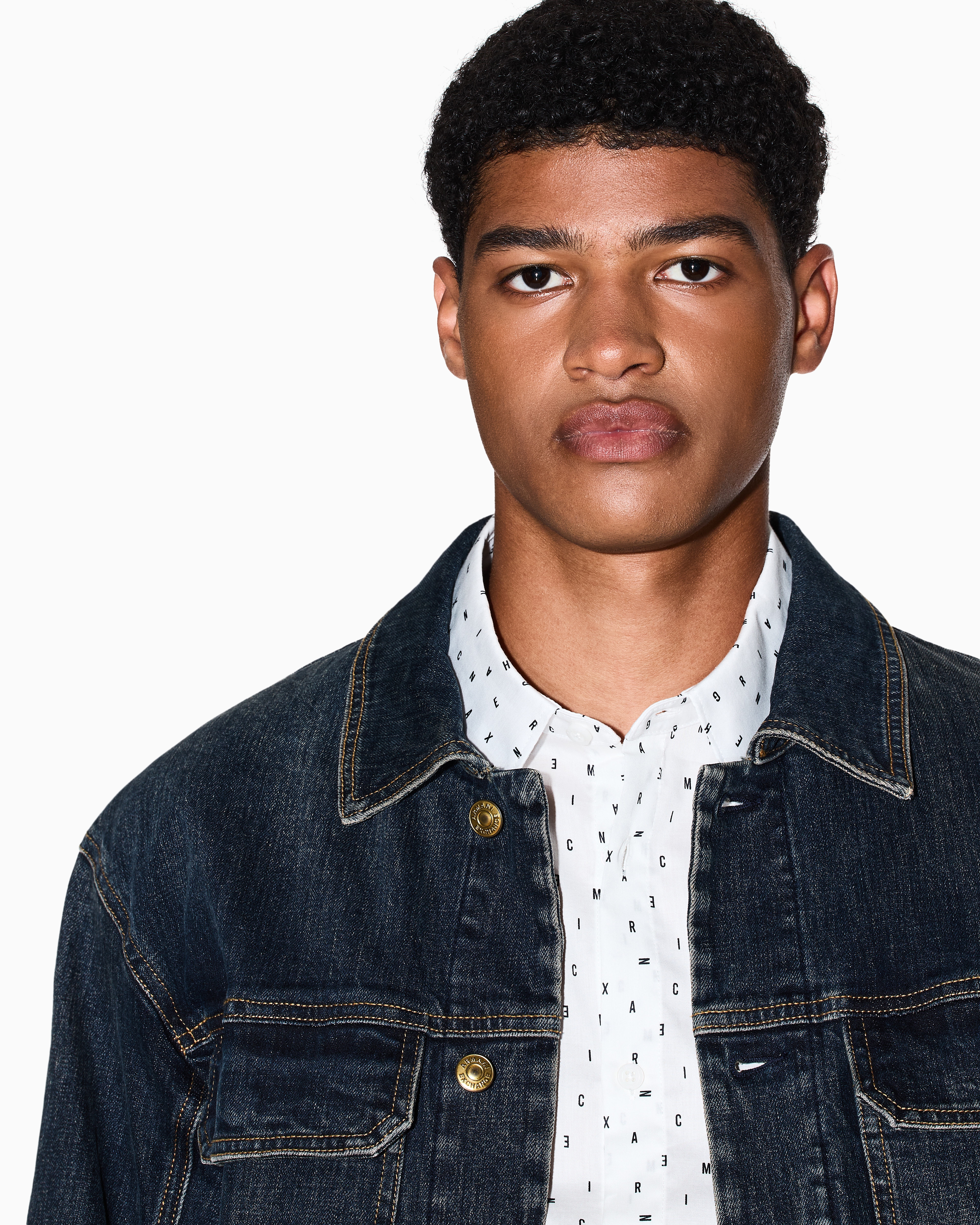 Armani Exchange - Regular fit shirt with lettering logo, Man, White, Size: