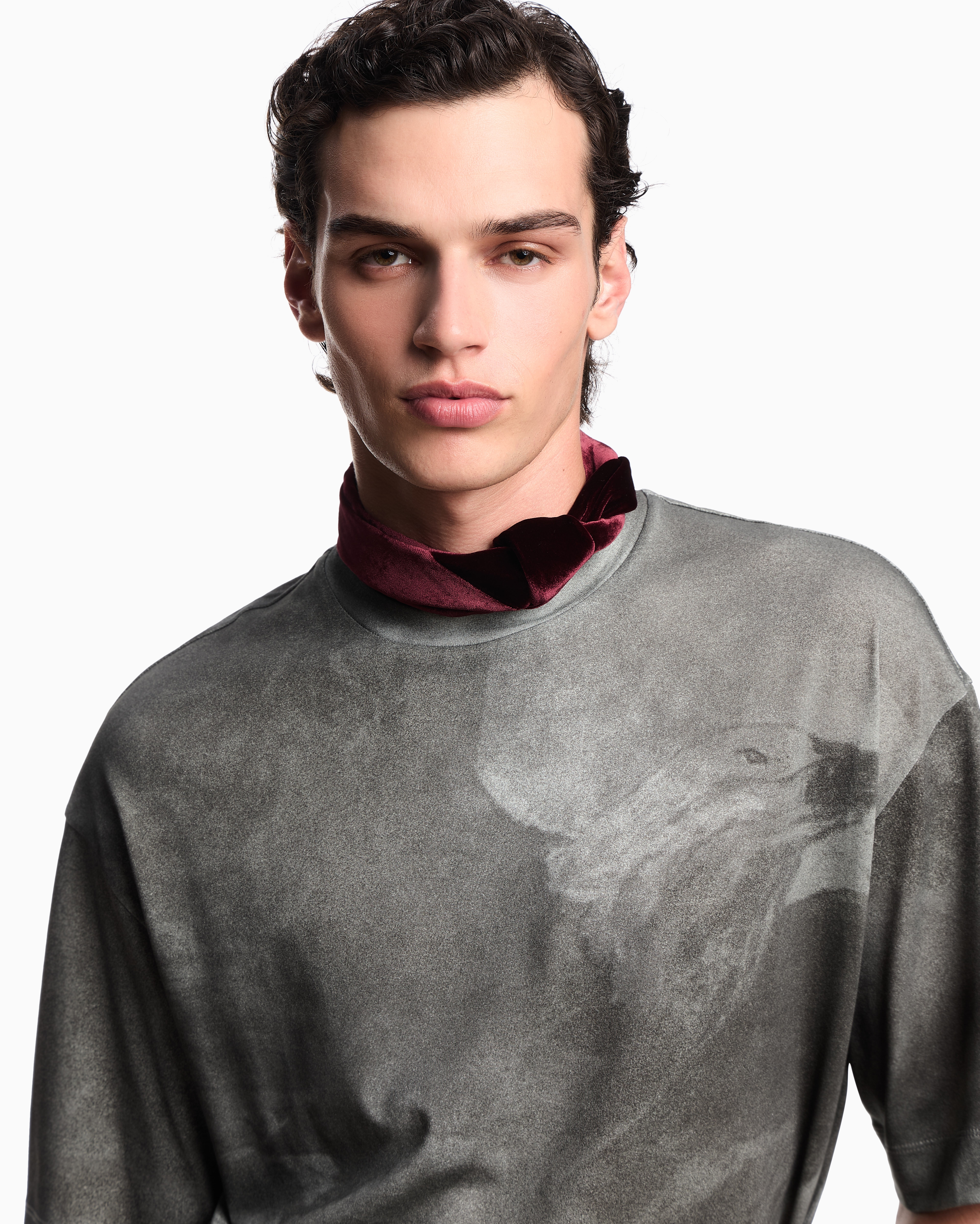 Emporio Armani Asv Printed-jersey T-shirt With Oversized Eagle In Pattern