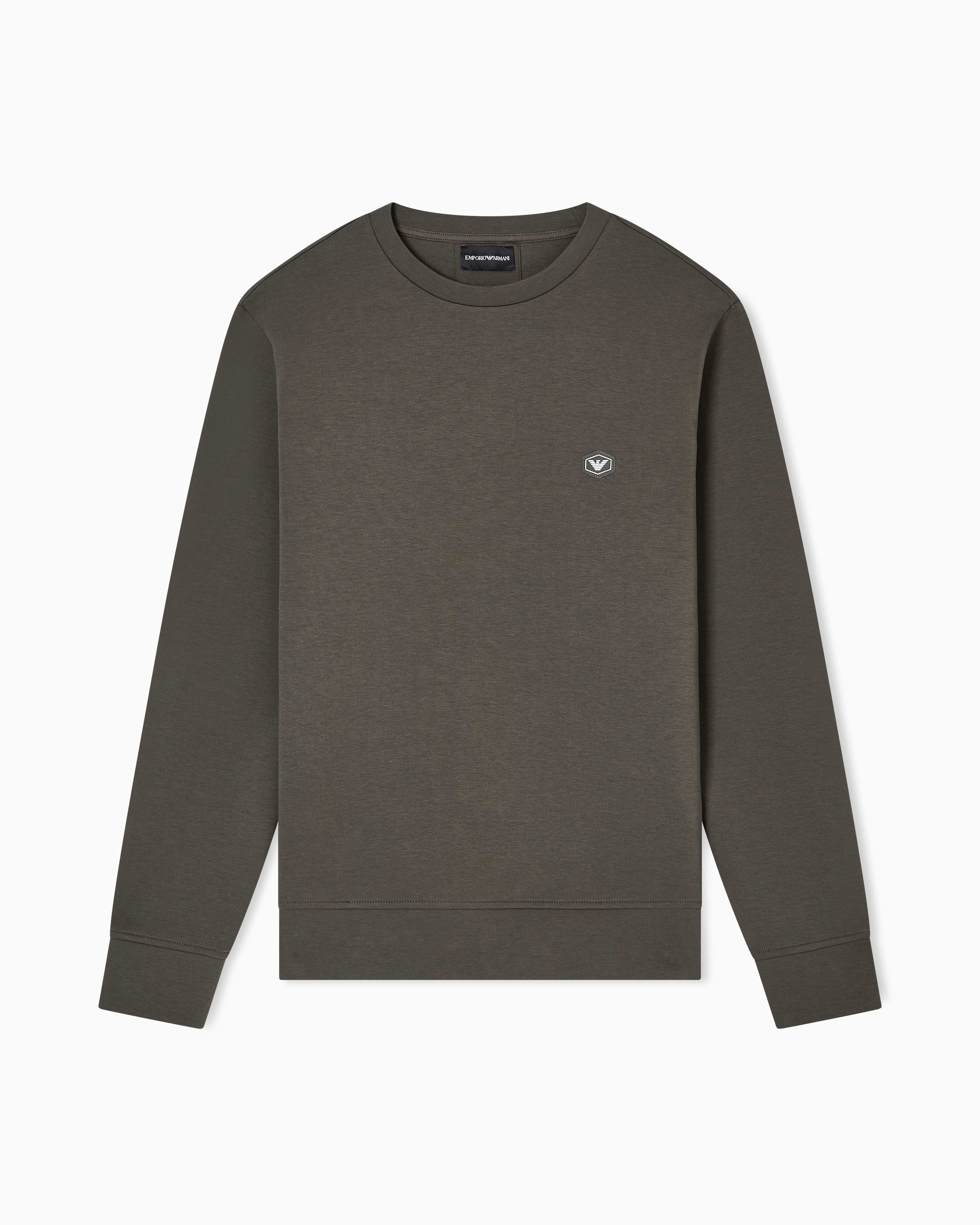 Double-jersey sweatshirt with micro logo patch | Emporio Armani