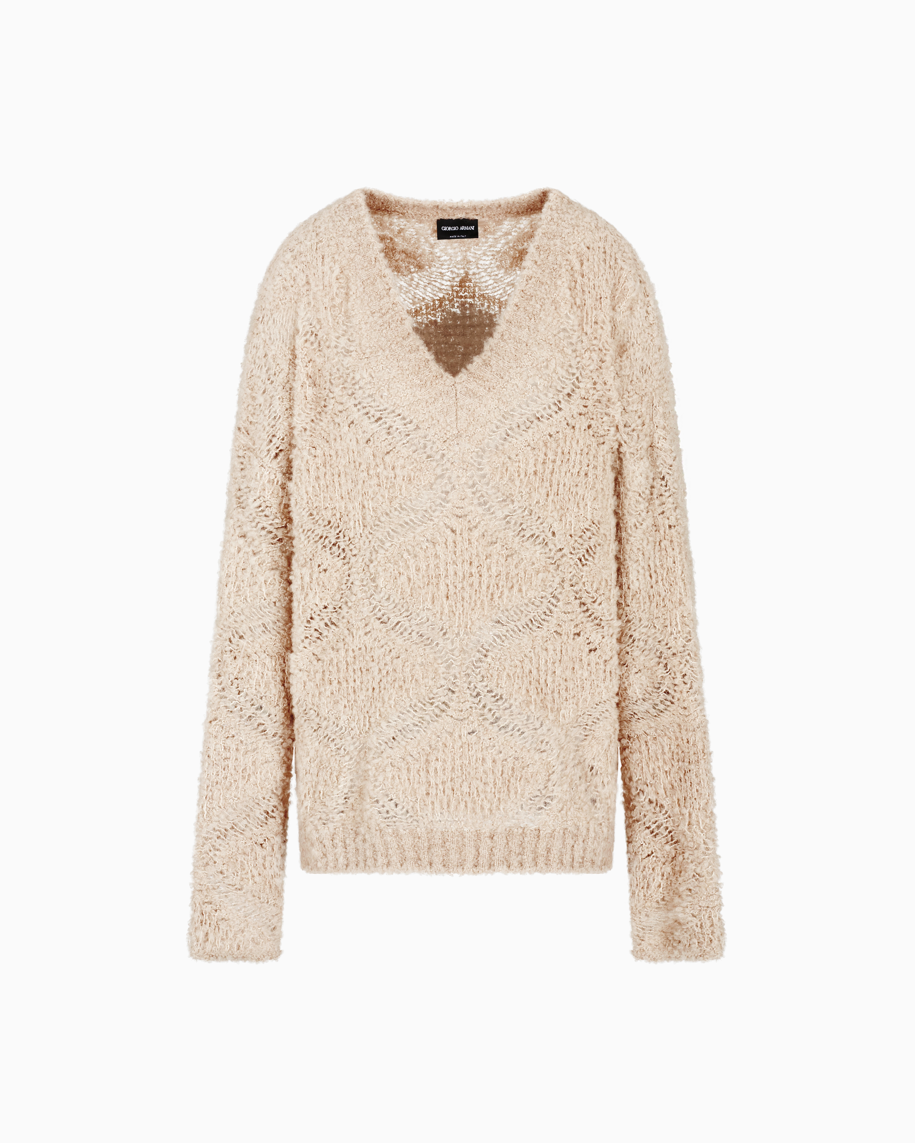Giorgio Armani Women V-neck Cashmere And Alpaca Blend Sweater In Brown
