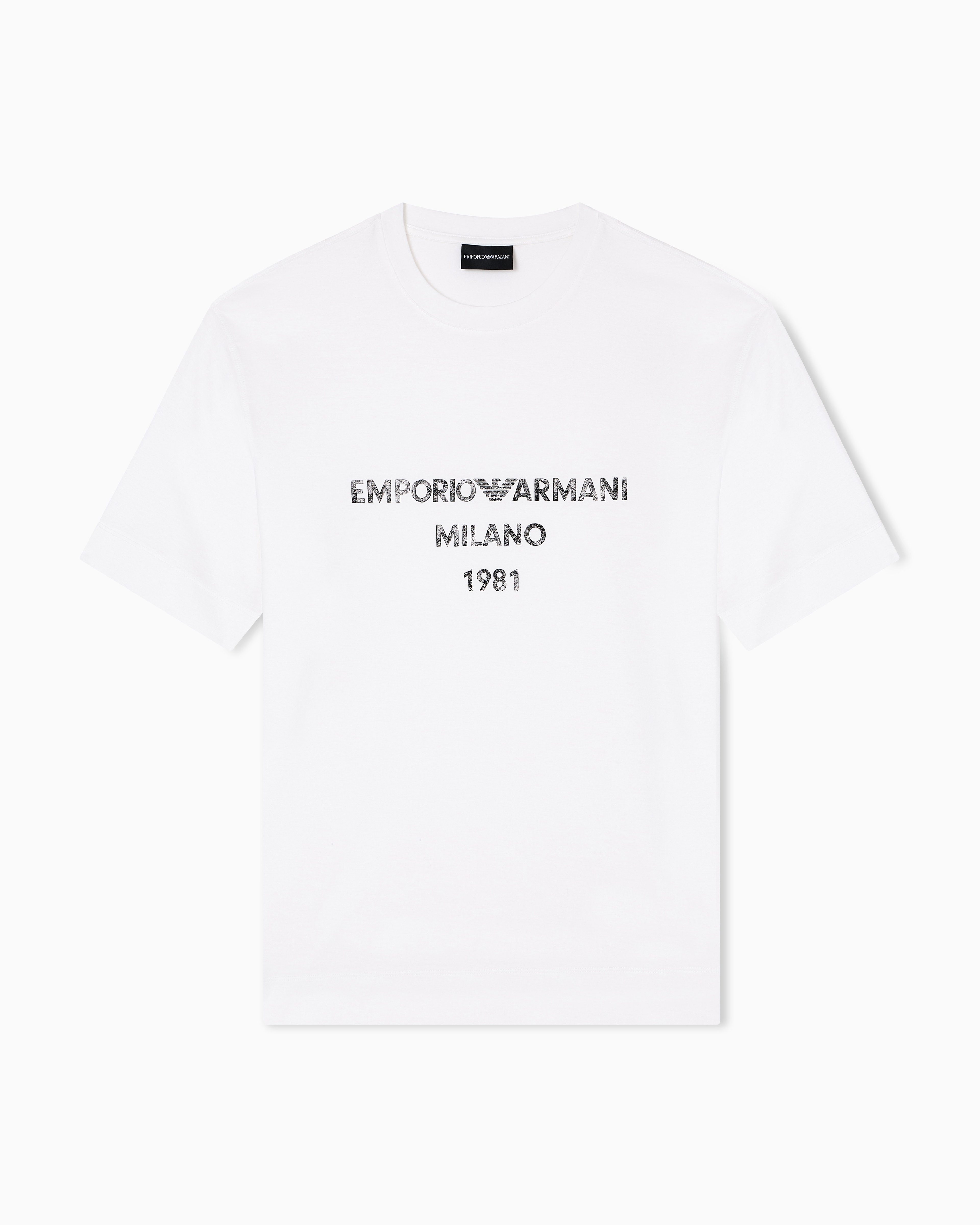 Emporio Armani - ASV Lyocell T-shirt with vintage-effect logo print, Man, White, Size: