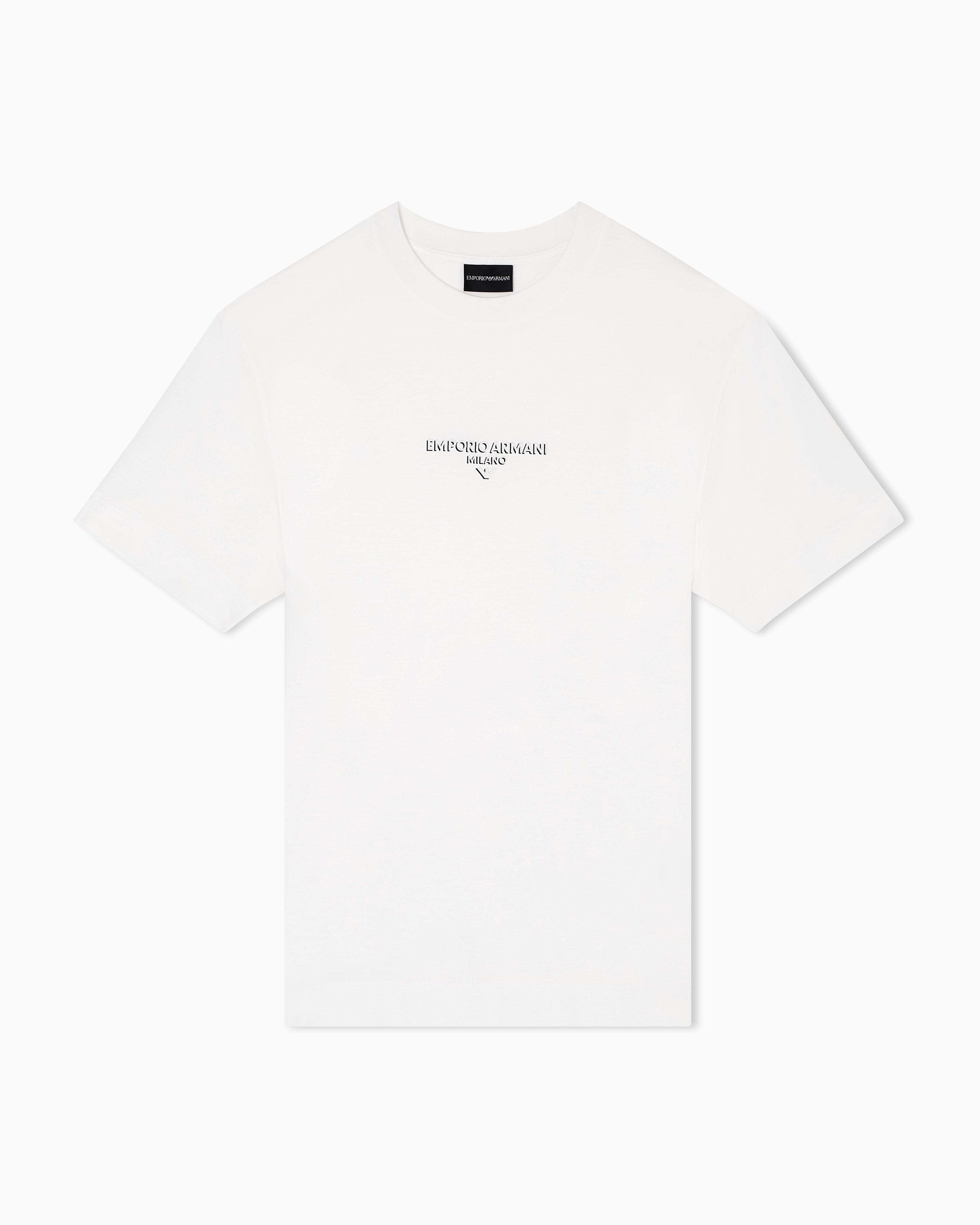 Emporio Armani Mens Snow White Regular-fit Embossed-logo Jersey T-shirt In White