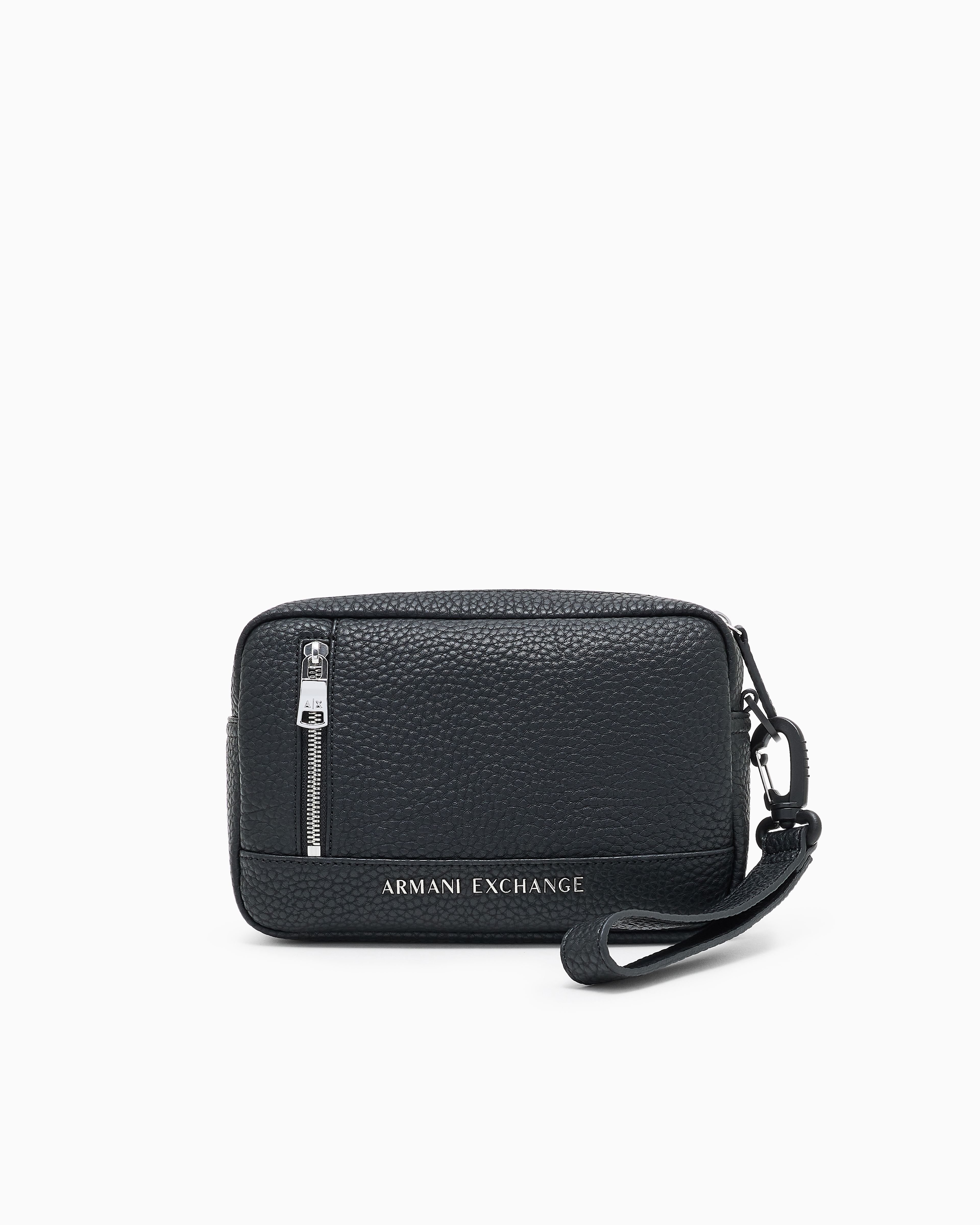 Armani Exchange - Beauty case with external strap in ASV recycled material, Man, Black, Size: TU