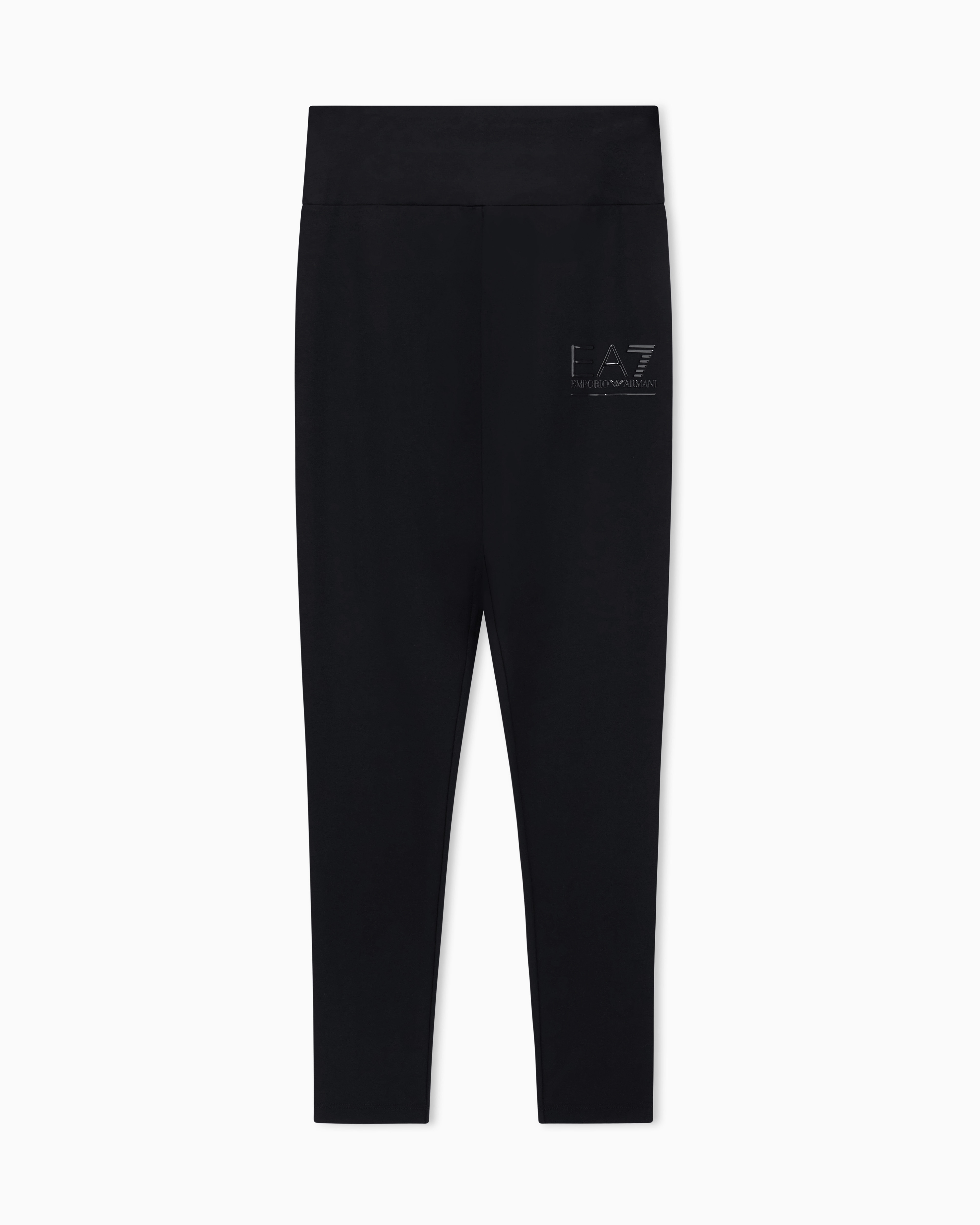 Ea7 Visibility Stretch-cotton Leggings In Black