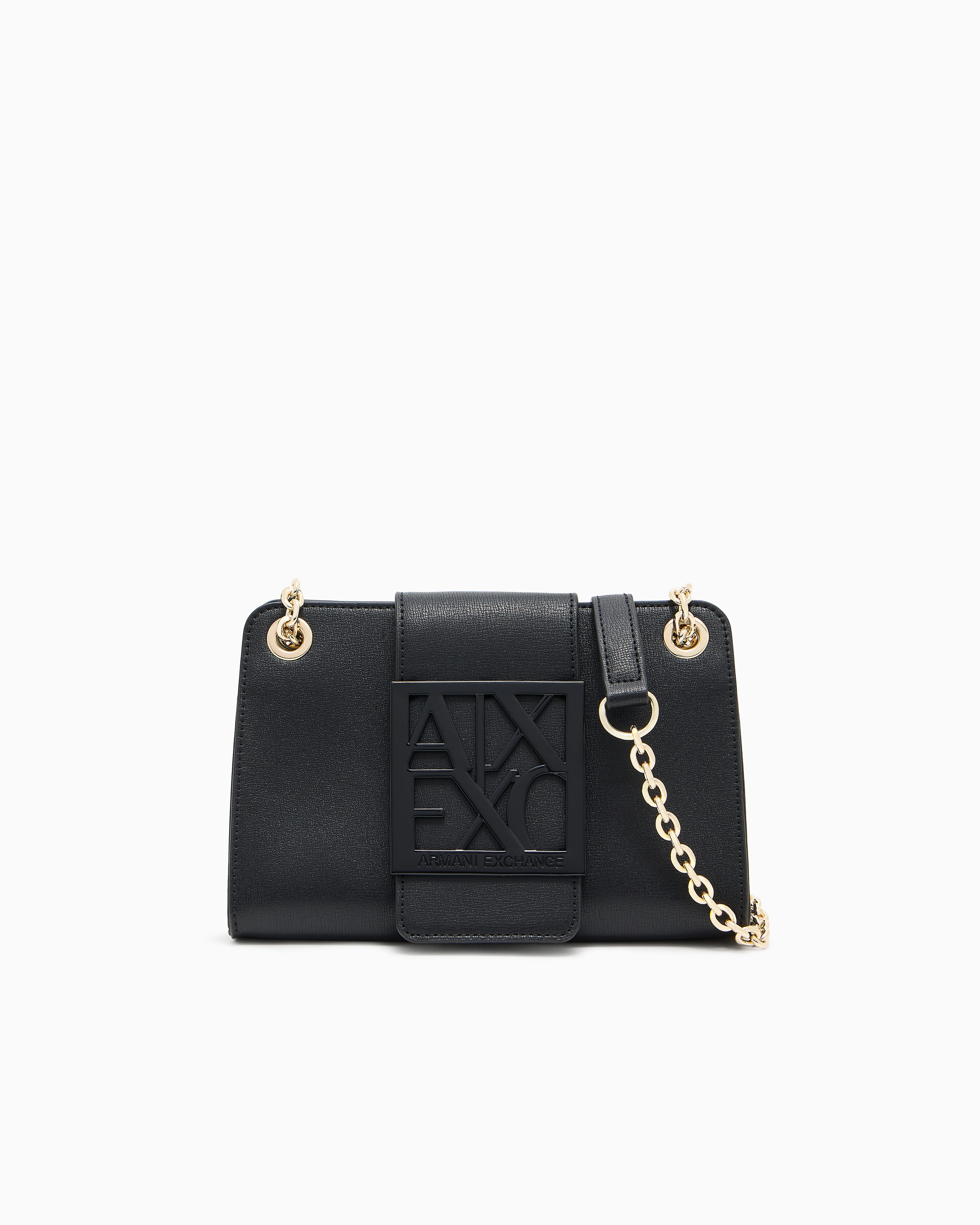 Armani Exchange - Trapeze shoulder bag with logo, Woman, Black, Size: TU