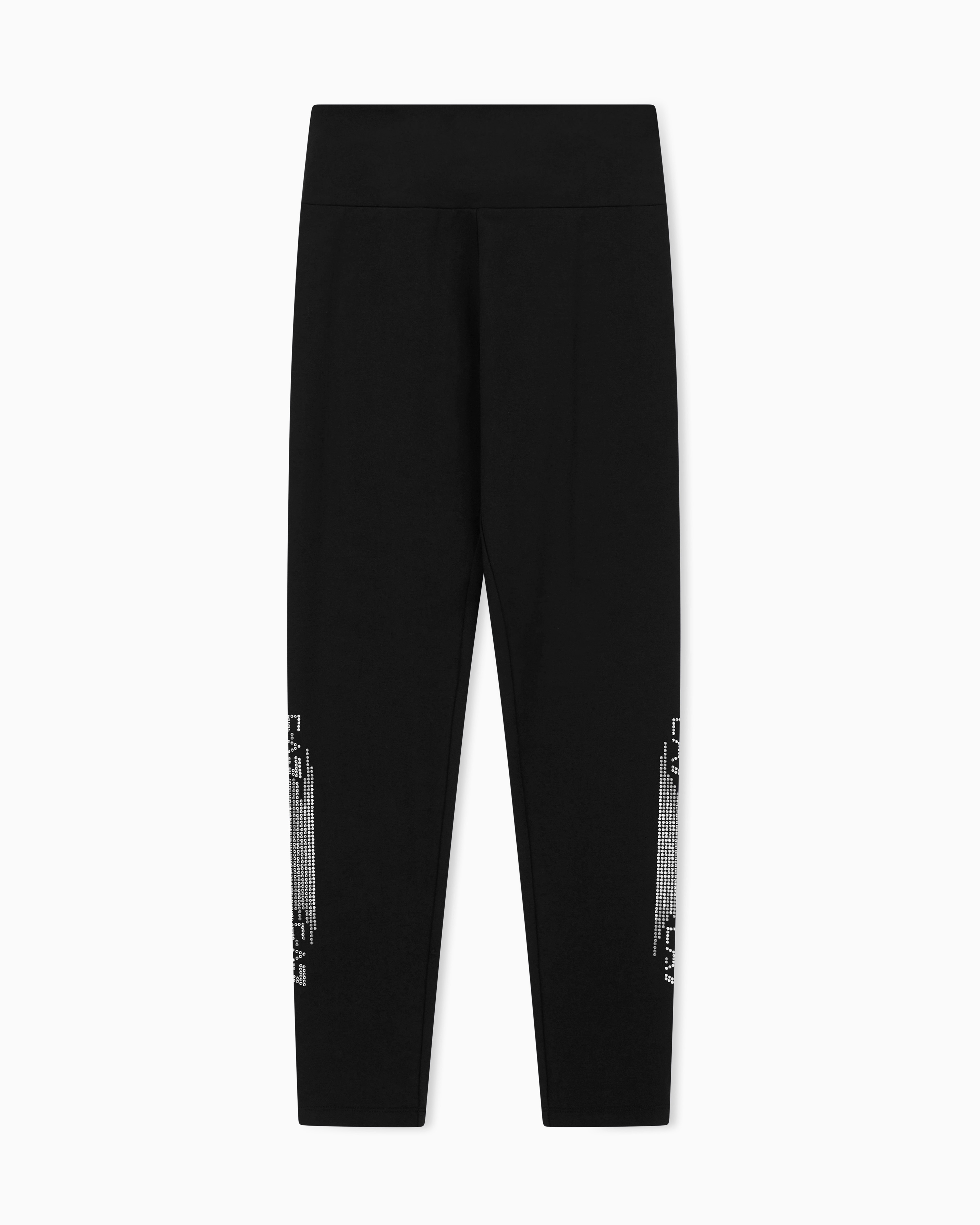 Ea7 Logo Series Stretch Cotton Blend Leggings In Black