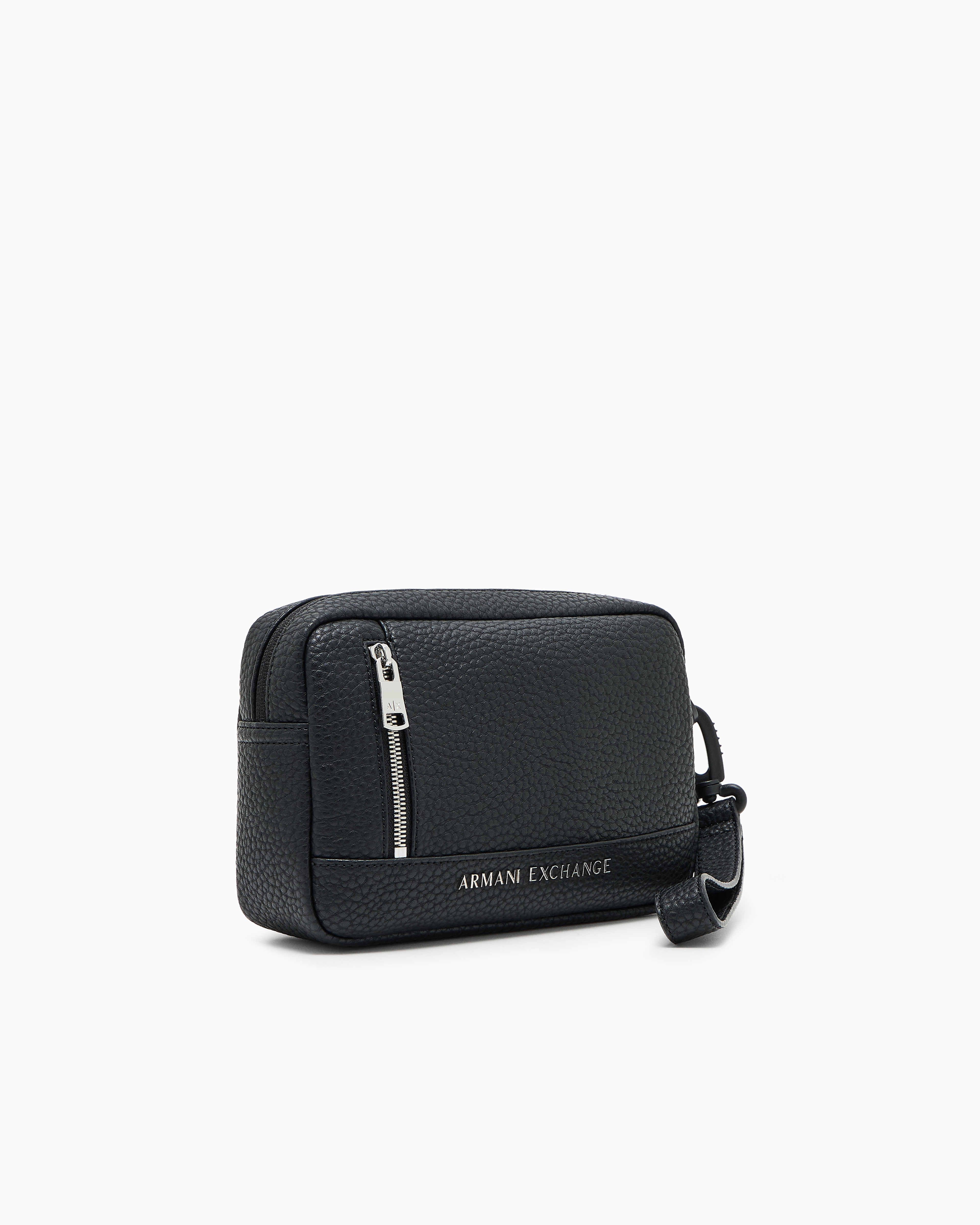 Beauty case with external strap in ASV recycled material