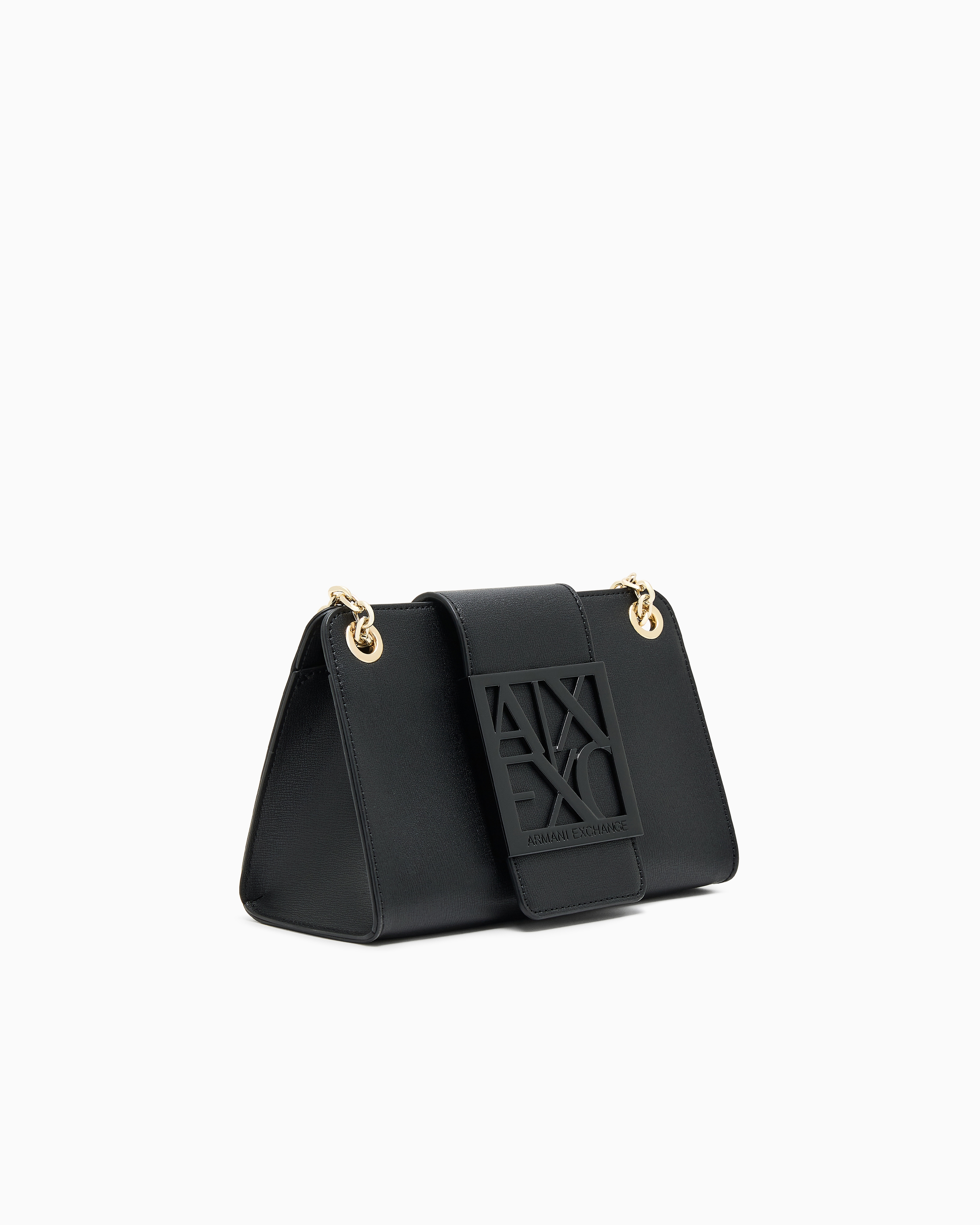 Armani Exchange - Trapeze shoulder bag with logo, Woman, Black, Size: TU