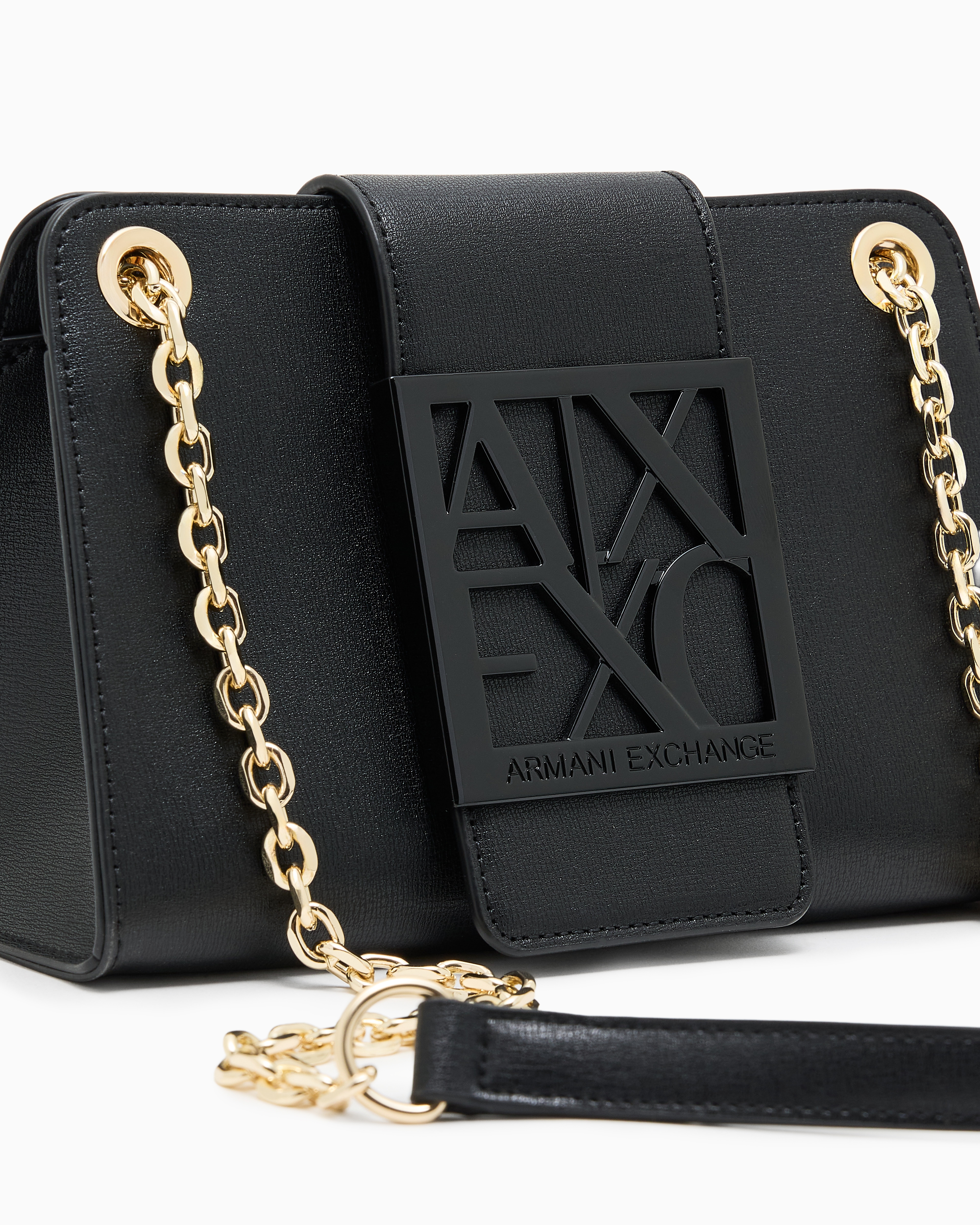 Armani Exchange - Trapeze shoulder bag with logo, Woman, Black, Size: TU