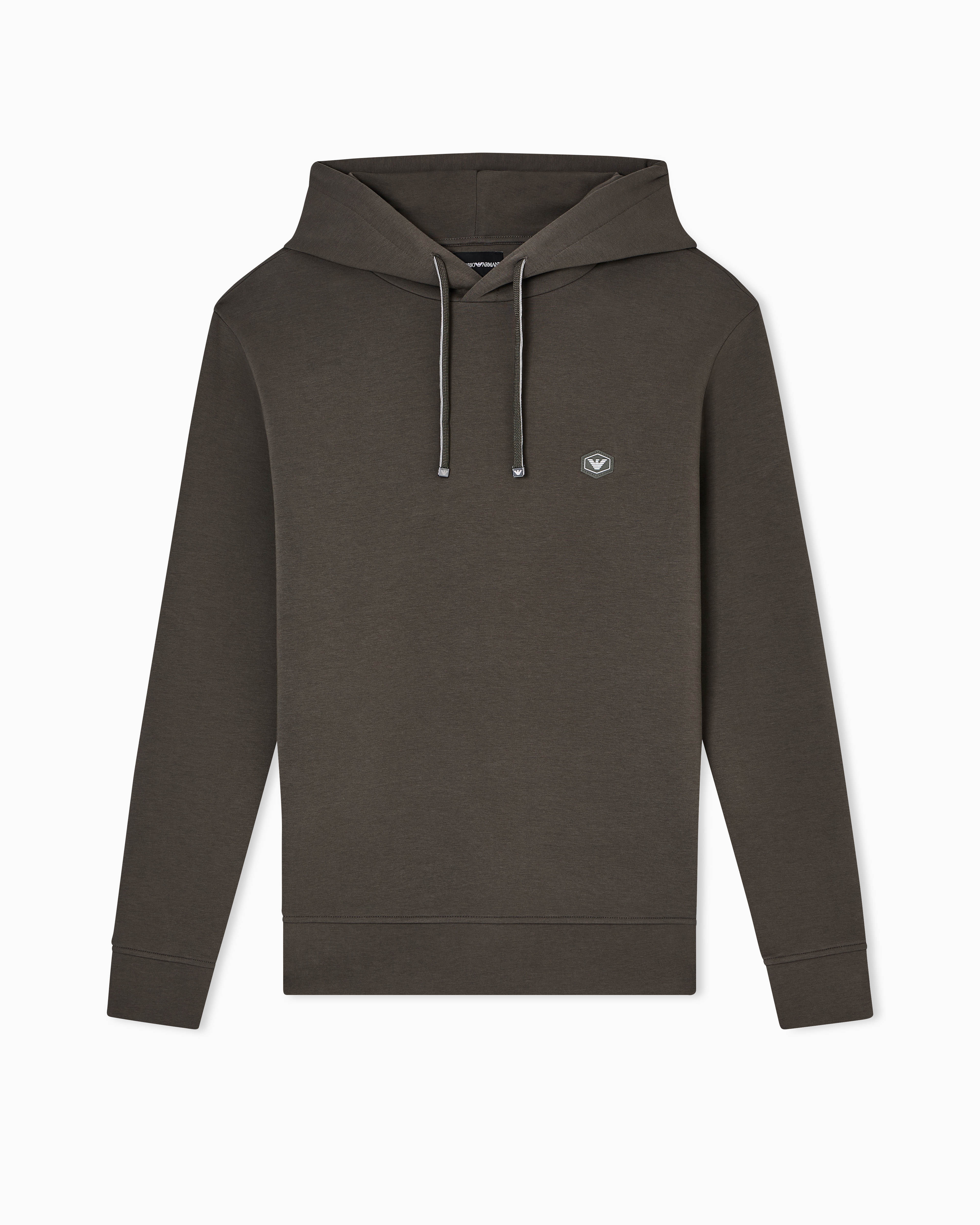 Hooded sweatshirt with micro logo patch | Emporio Armani