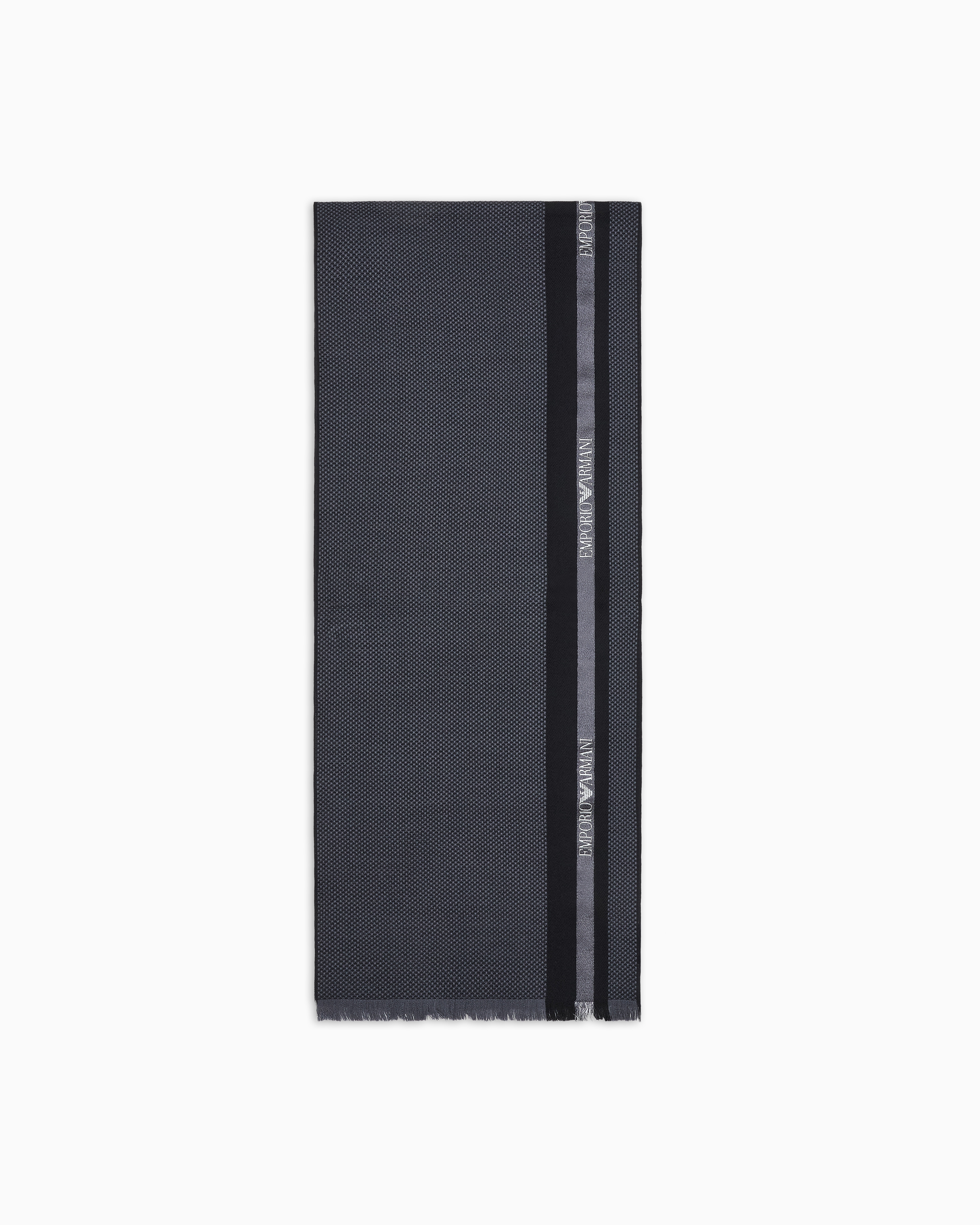 イタリア製 EMPORIO ARMANI スカーフウール混紡ジャカードロゴ