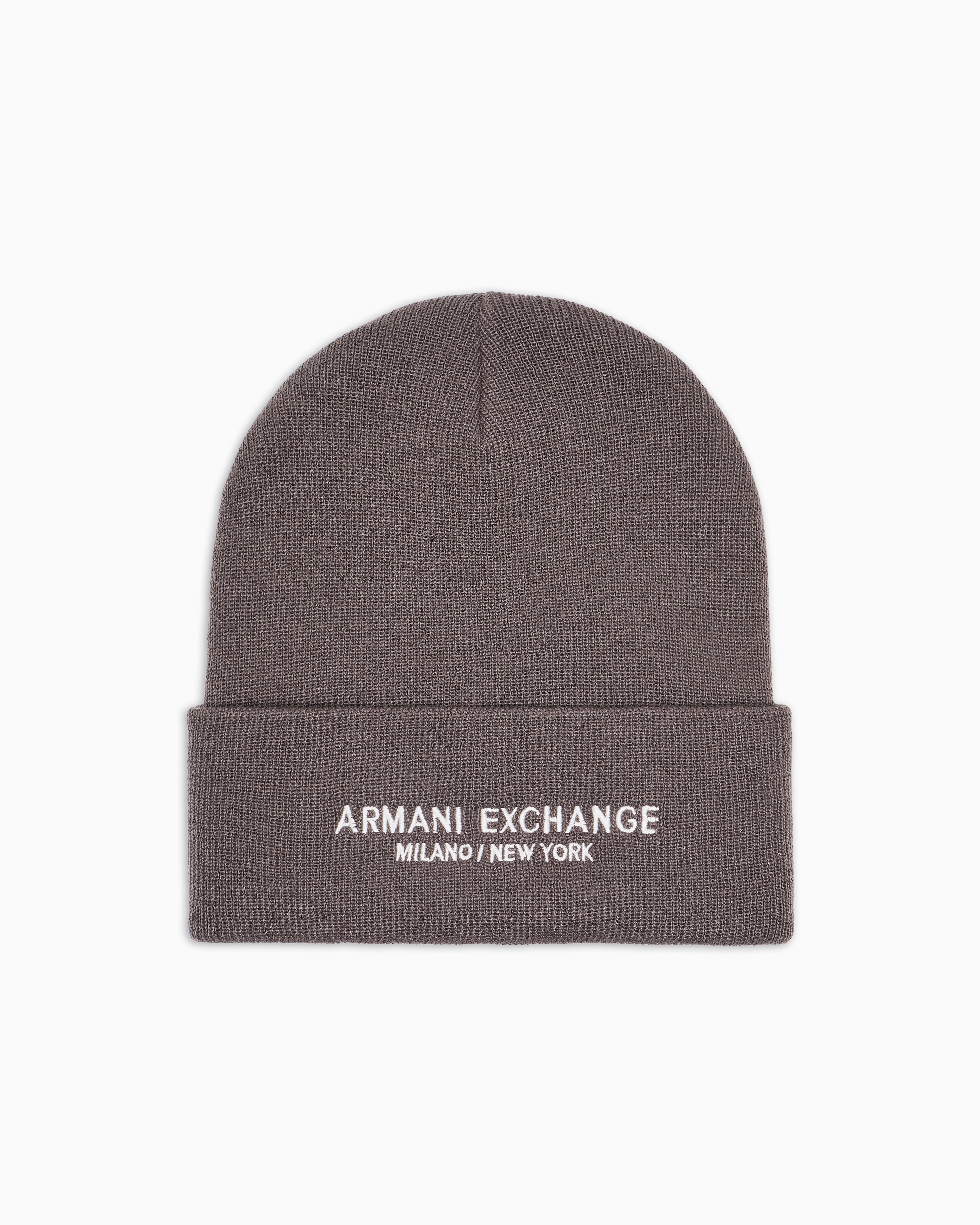Armani Exchange Beanie Hat Milano / New York Asv In Gray