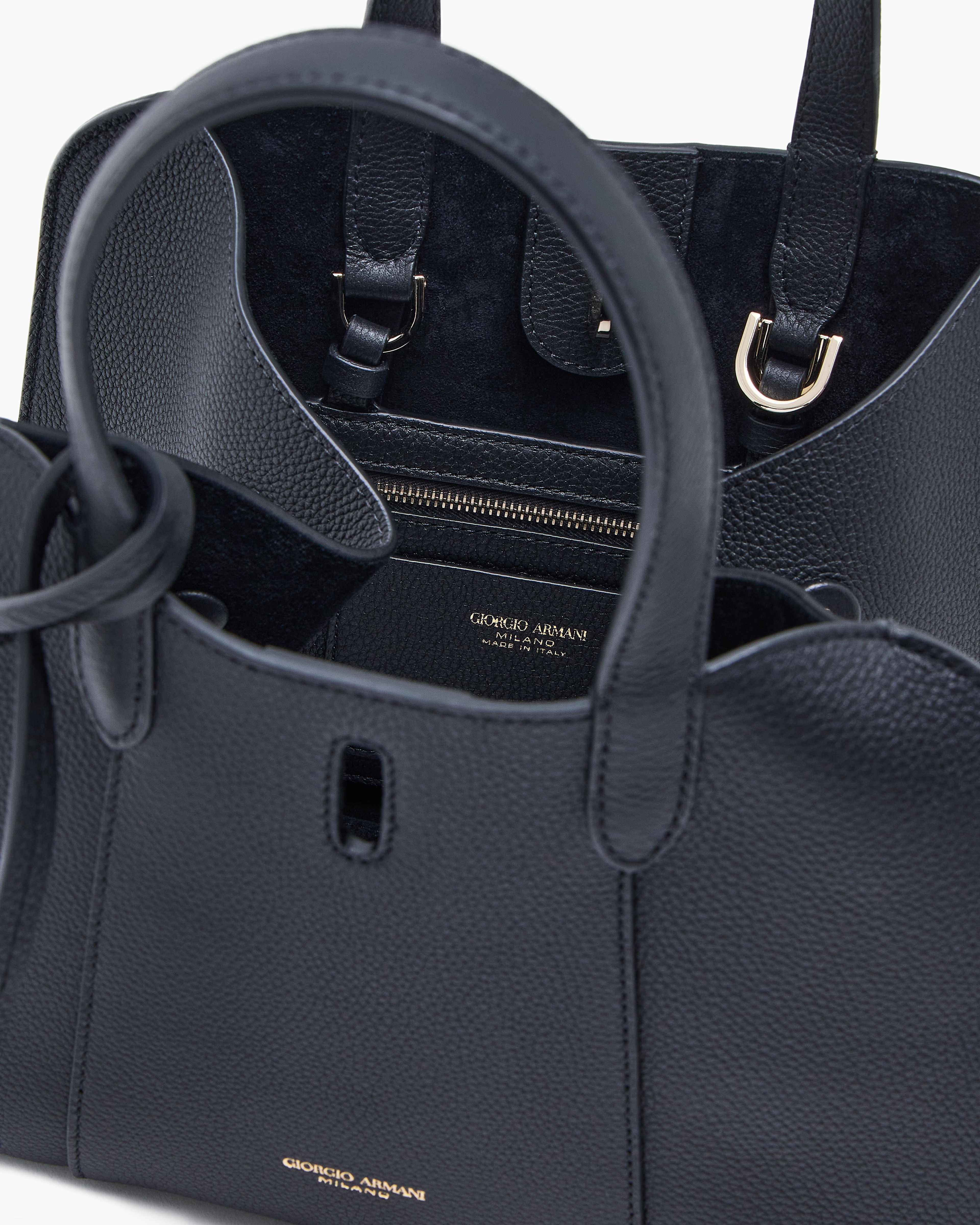 Giorgio Armani Small Tote Bag In Pebbled Leather