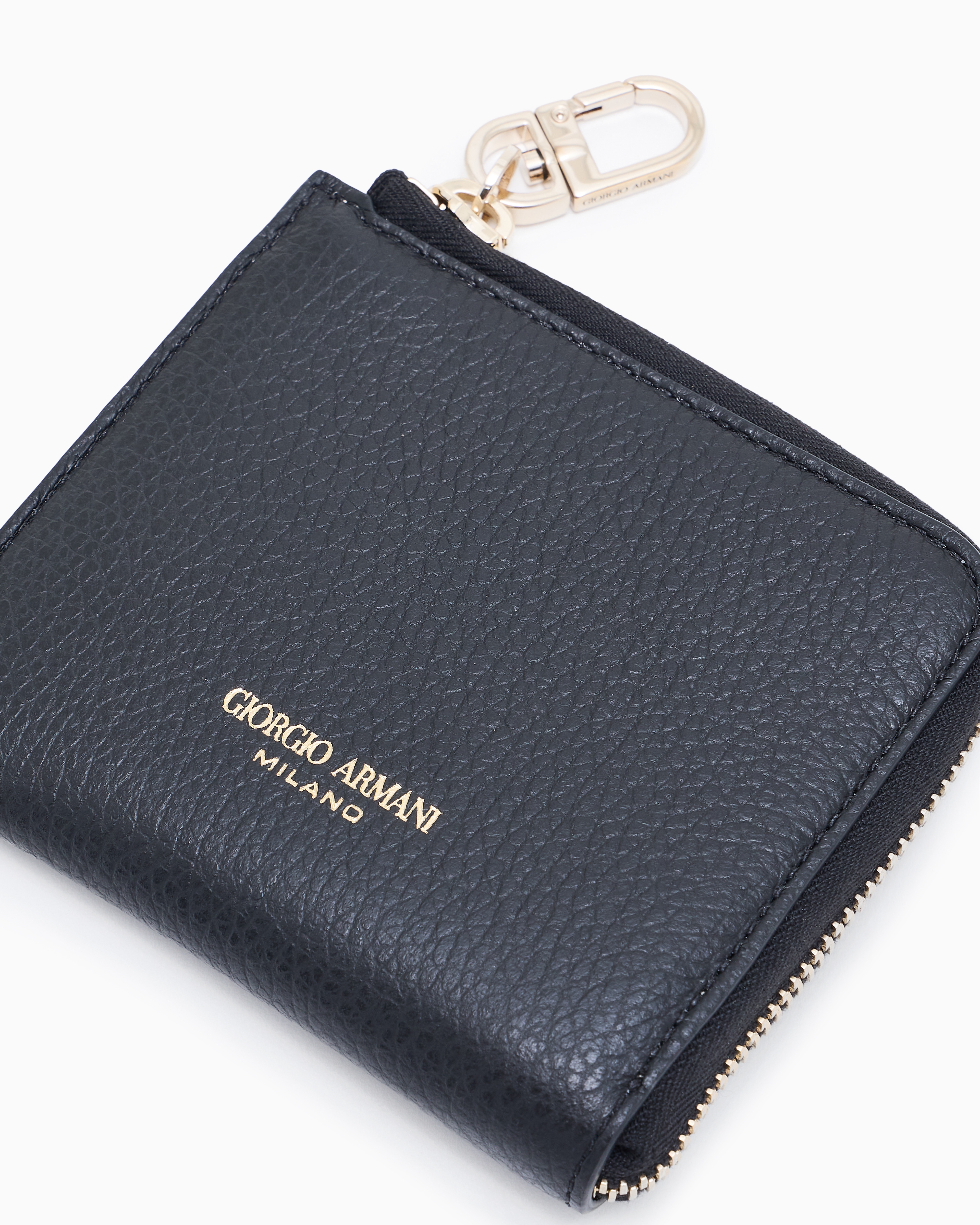 Giorgio Armani Small Wrap-around Zip Wallet In Pebbled Calfskin