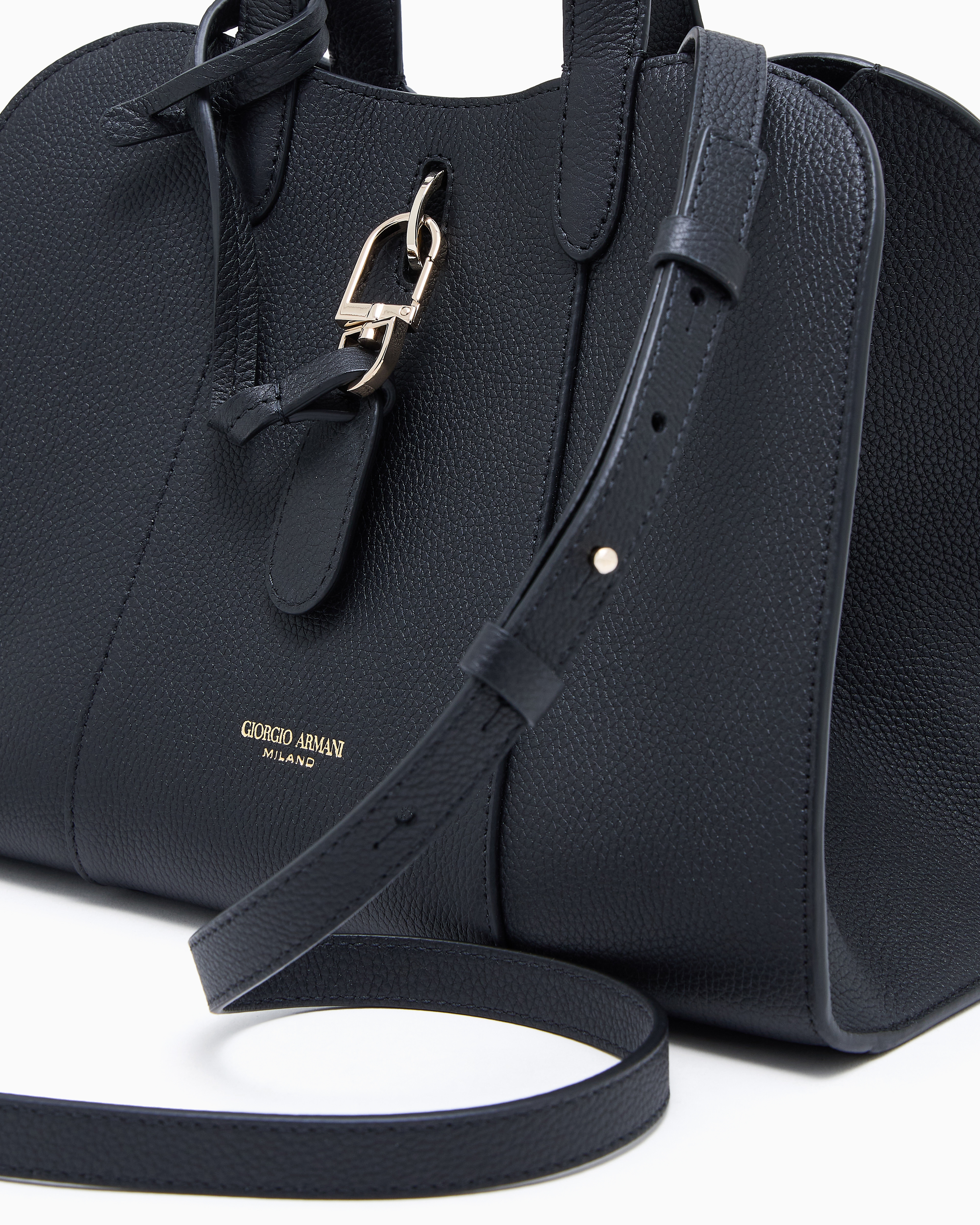 Giorgio Armani Small Tote Bag In Pebbled Leather