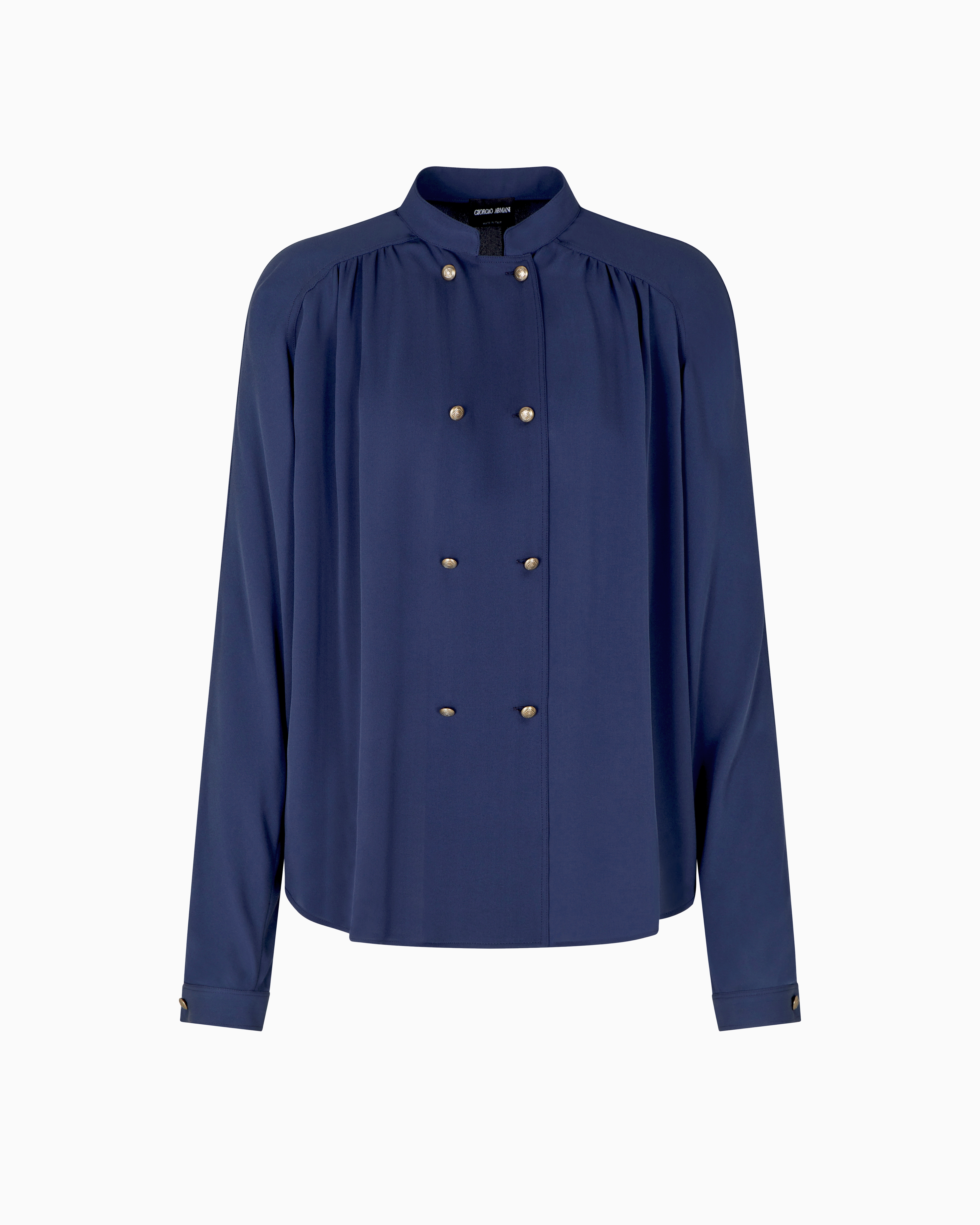 Giorgio Armani Denim Collection Triple Silk Georgette Shirt In Blue