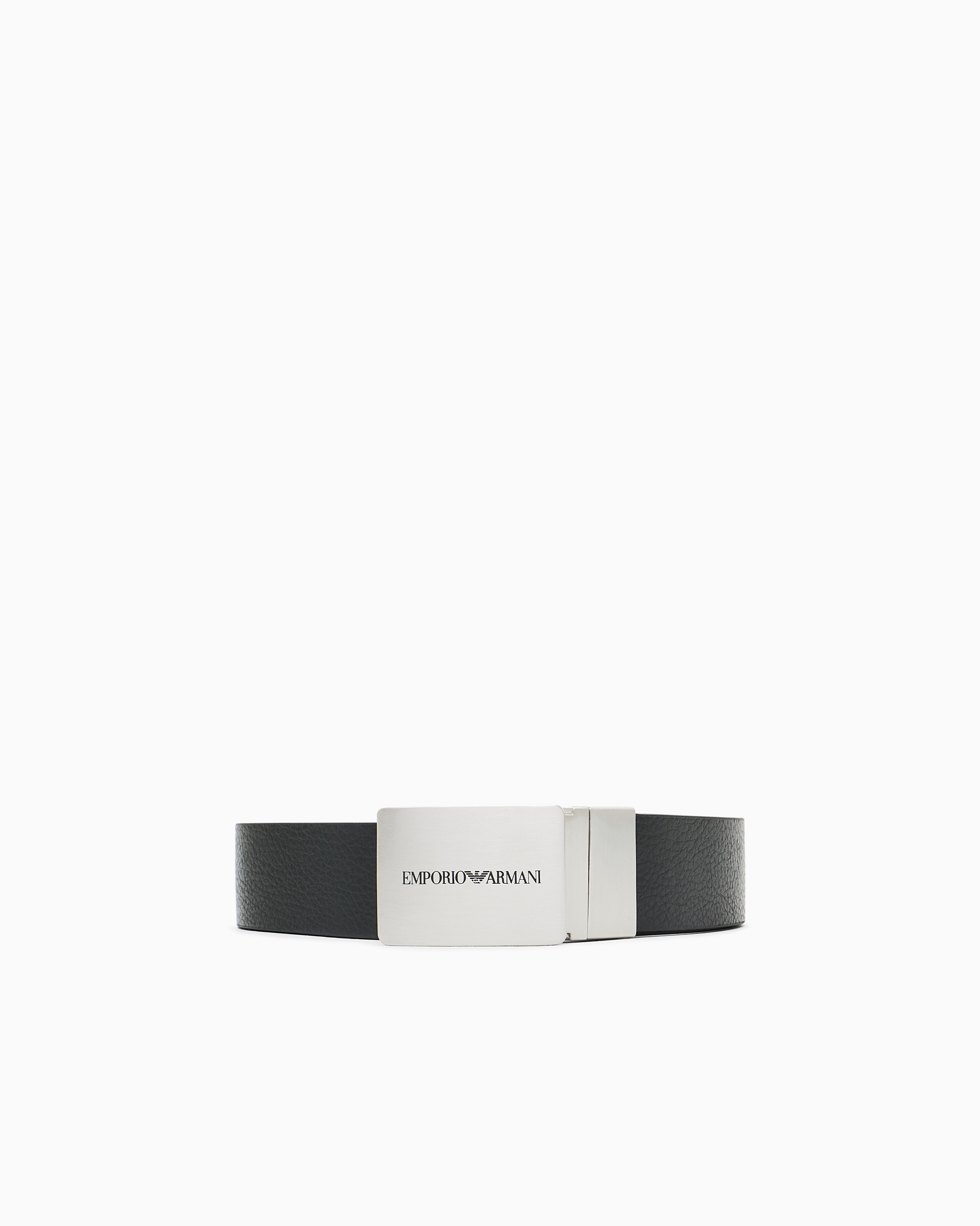 Emporio Armani - Reversible leather belt with logo buckle, Man, Black, Size: TU