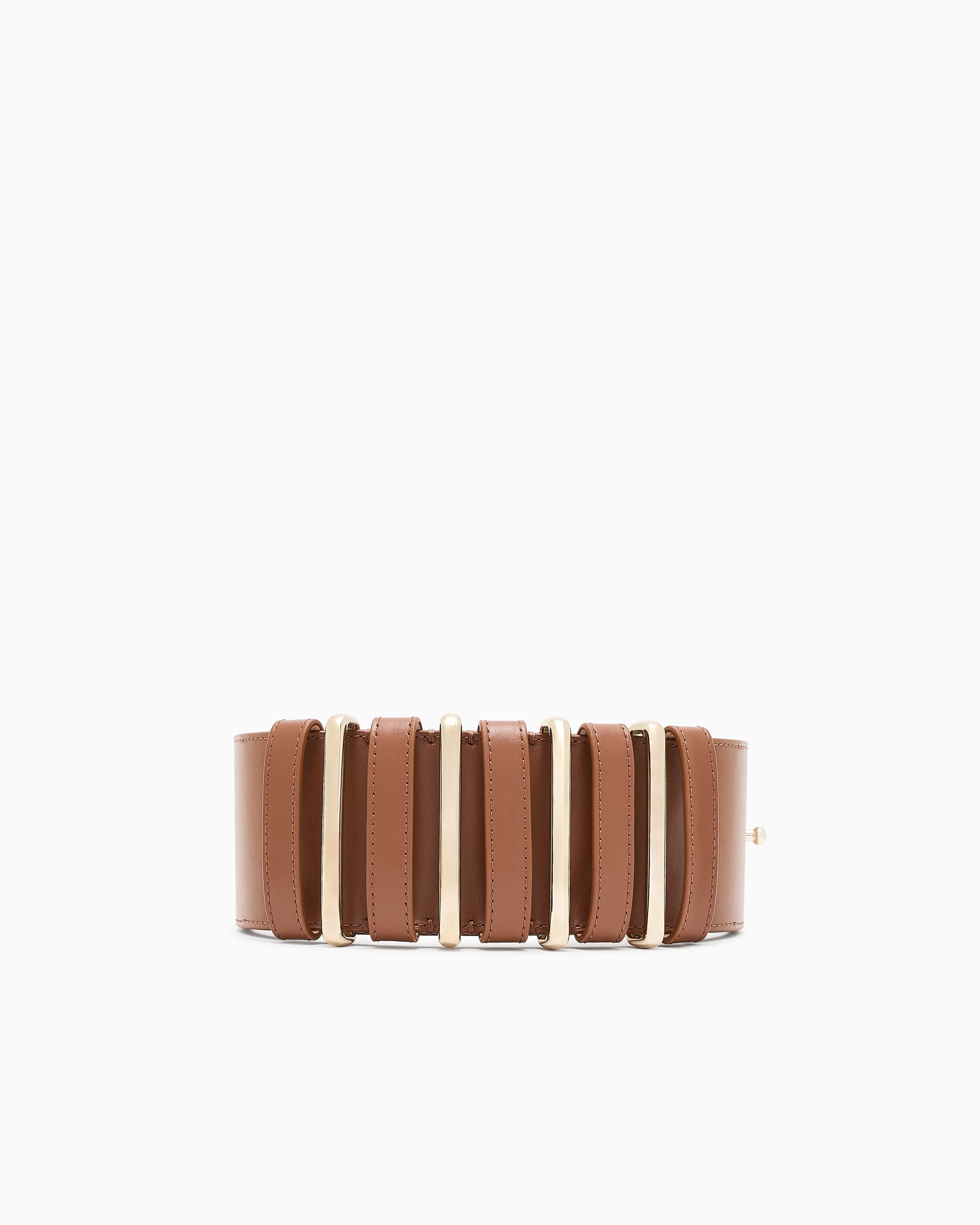 Giorgio Armani Smooth Calfskin Wide Belt In Brown