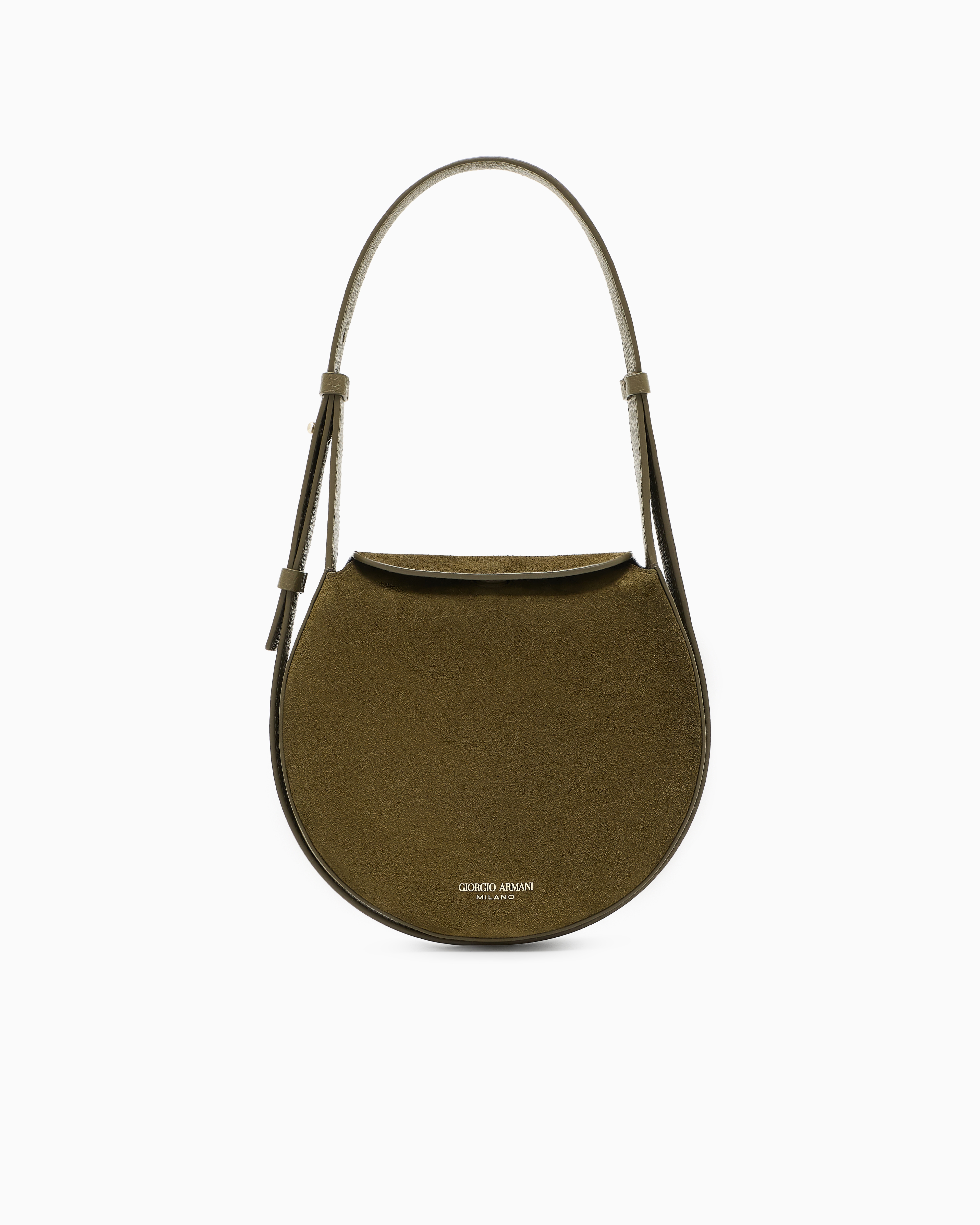 Giorgio Armani Small Shoulder Bag In Suede And Pebbled Calfskin In Green