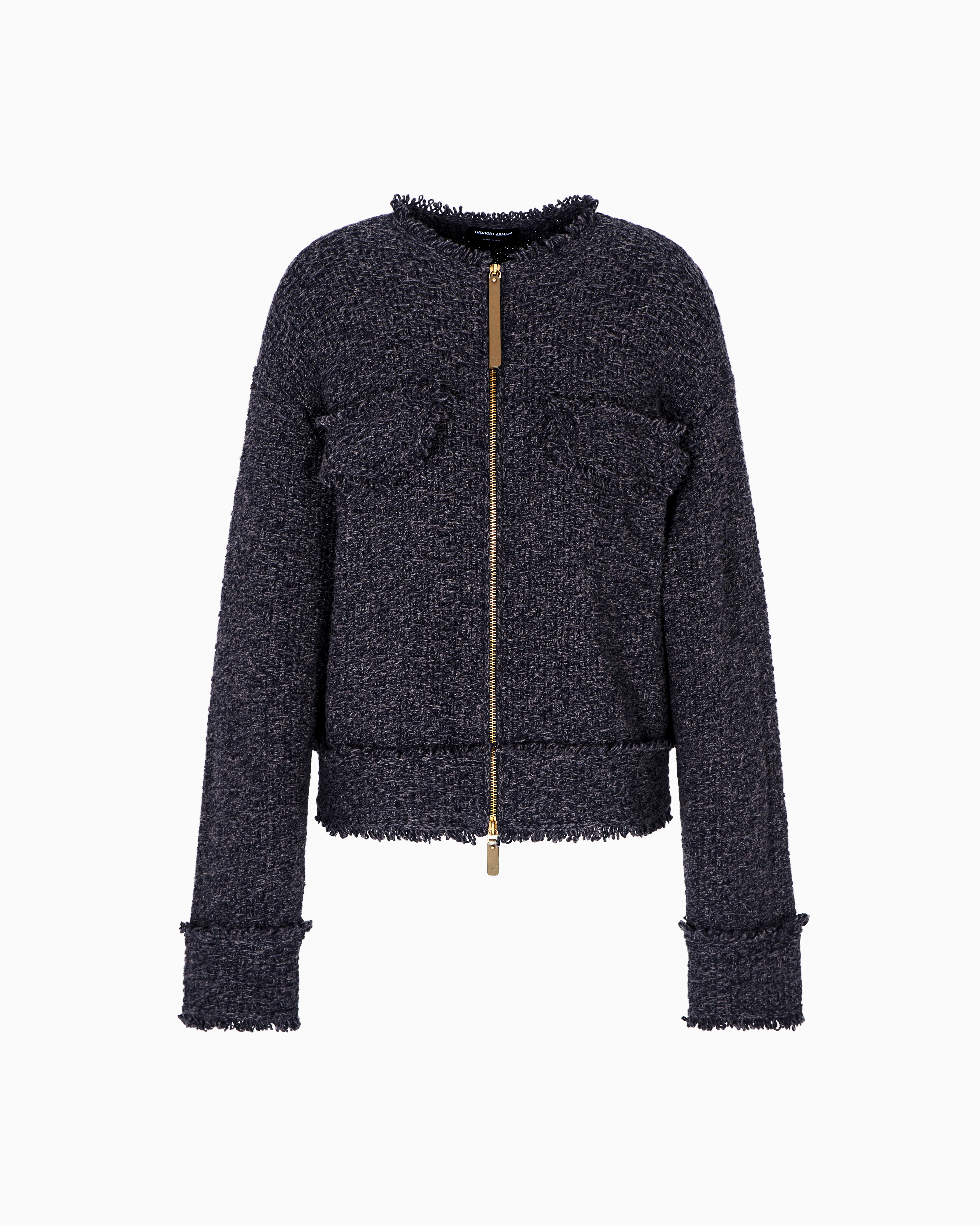 Denim Collection zip-up cardigan in wool, cotton and
