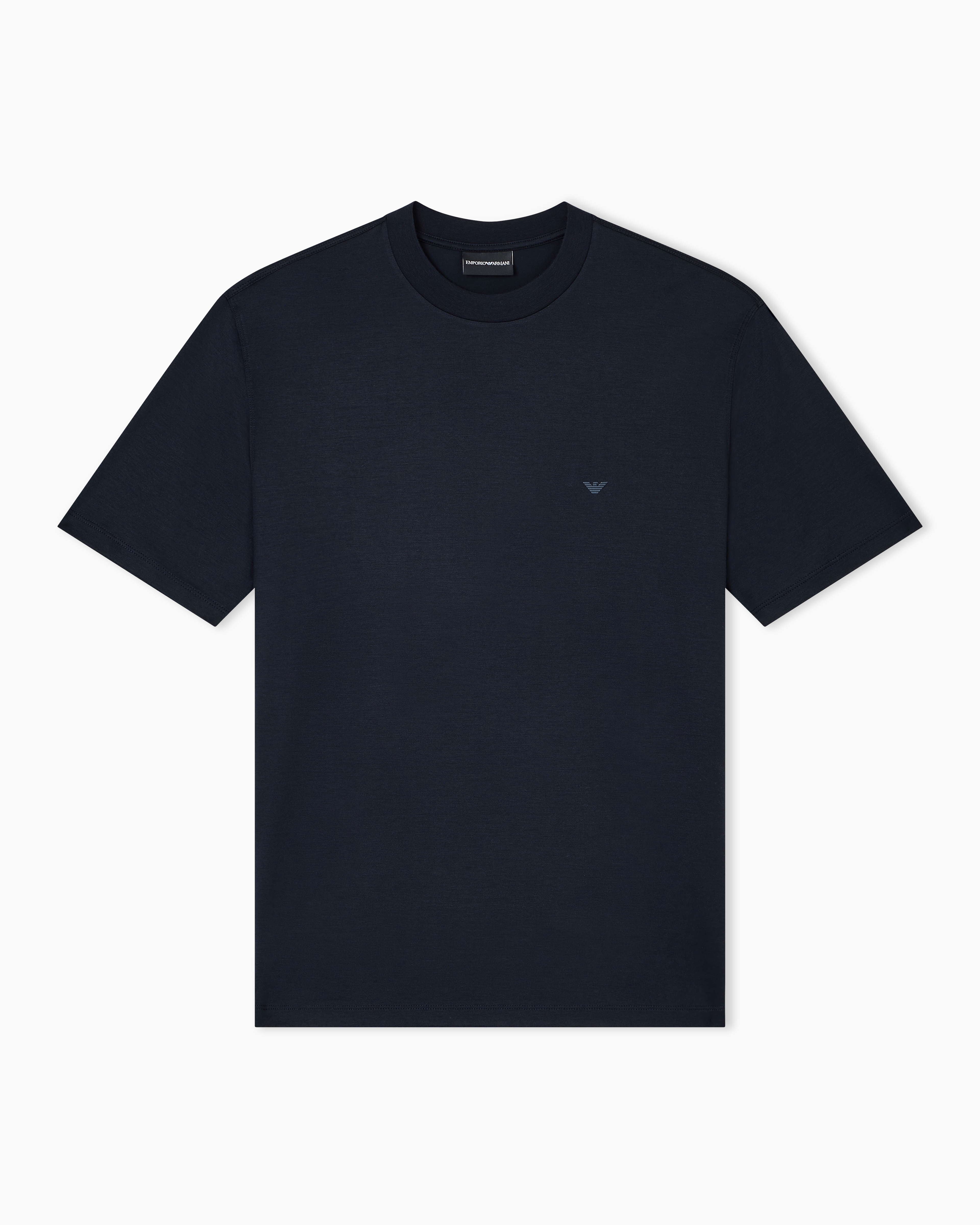 Emporio Armani Logo-embroidered Crew-neck T-shirt In Blue