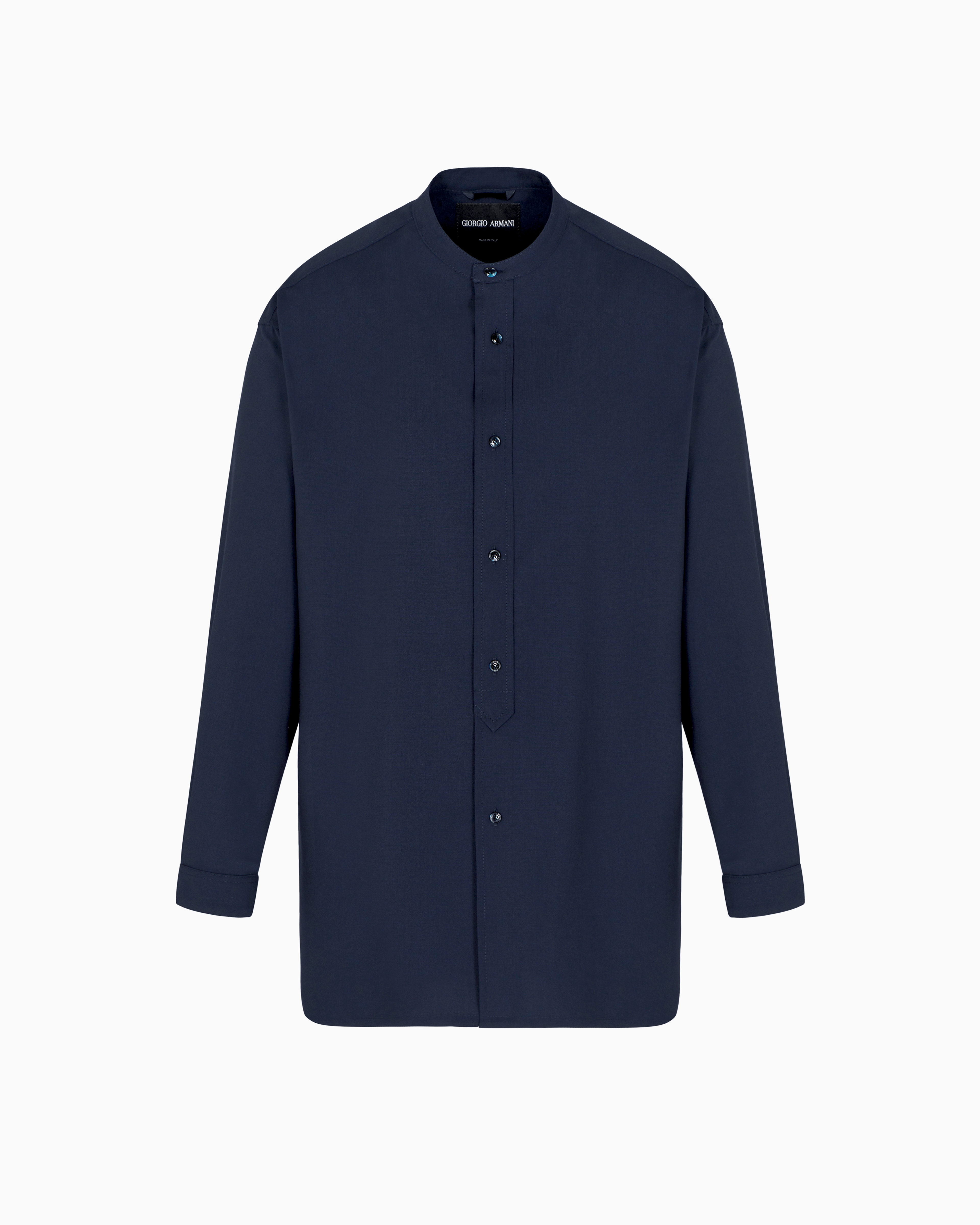 Giorgio Armani Shirt Jacket In Pure Virgin Wool Canvas In Blue