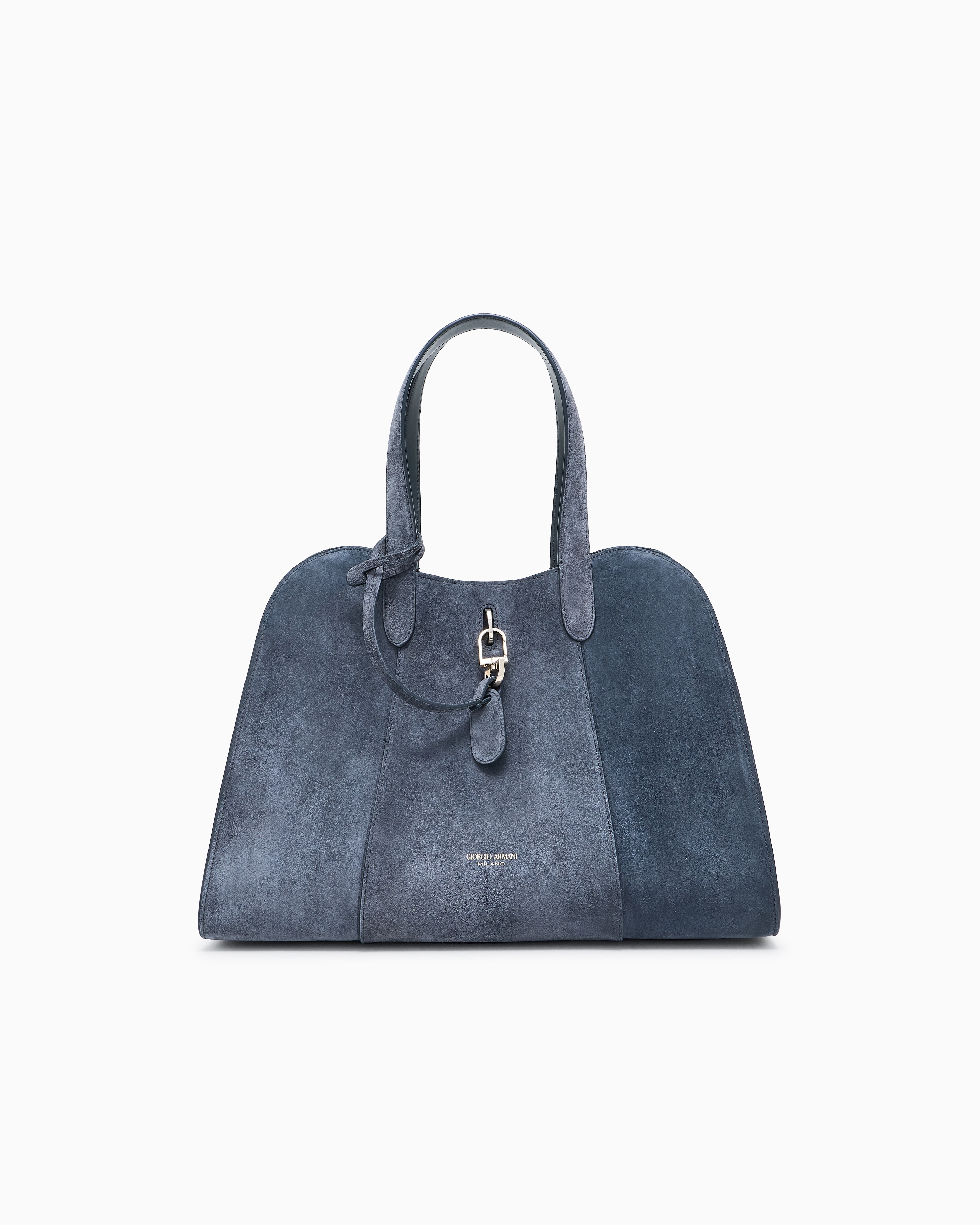 Giorgio Armani Large Suede Tote Bag In Gray