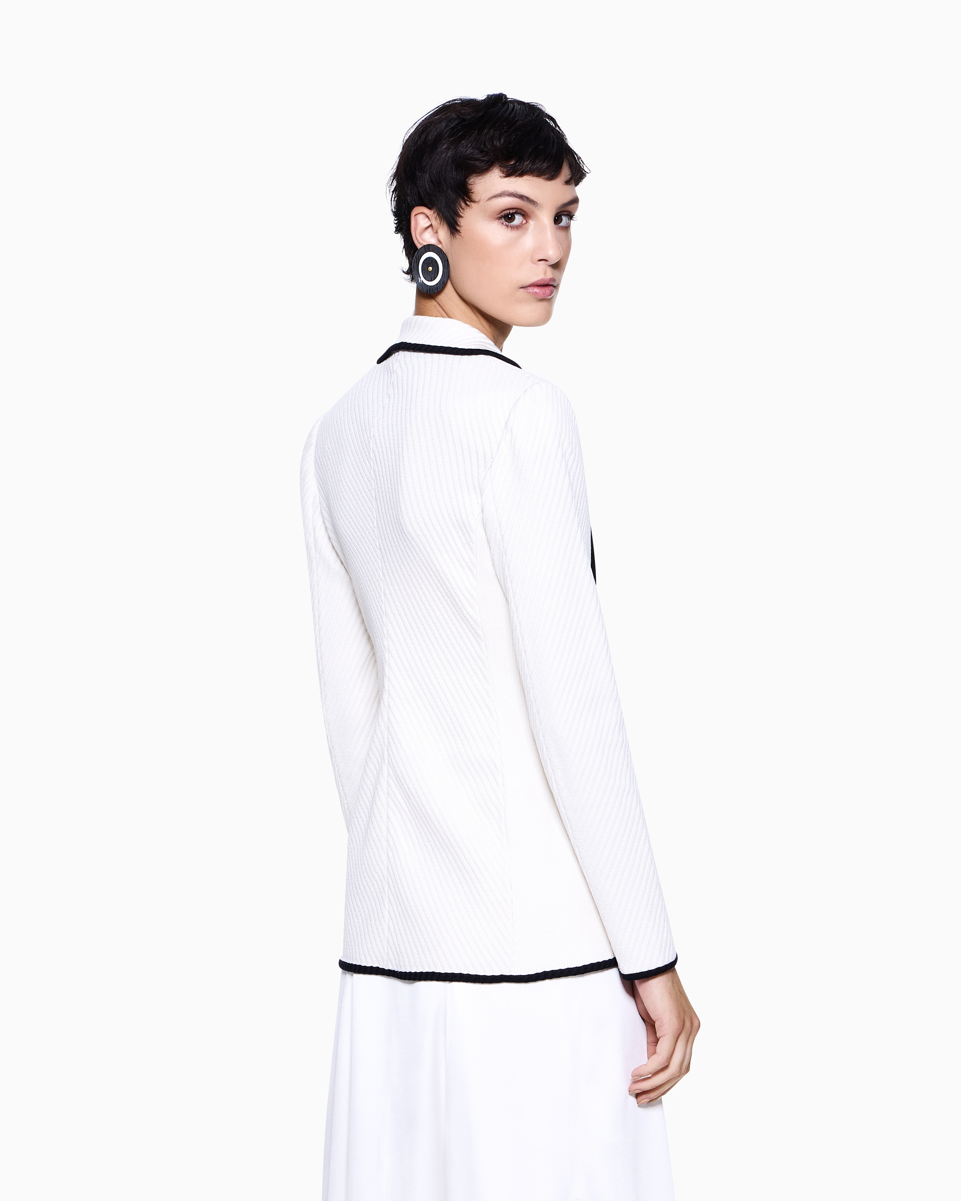 Giorgio Armani Single-breasted Silk-jersey Jacket In White