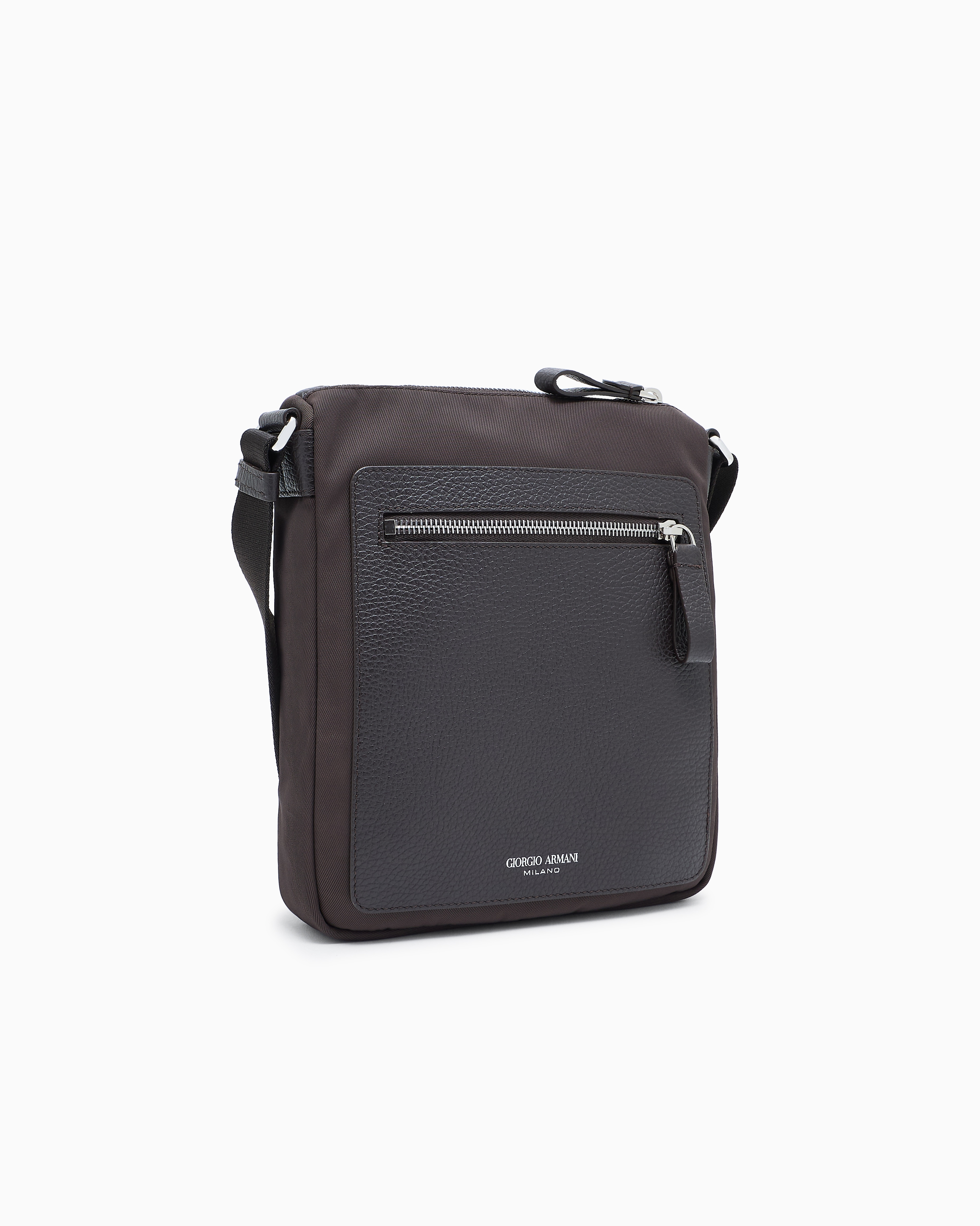 Giorgio Armani Asv Crossbody Bag In Nylon And Pebbled Leather