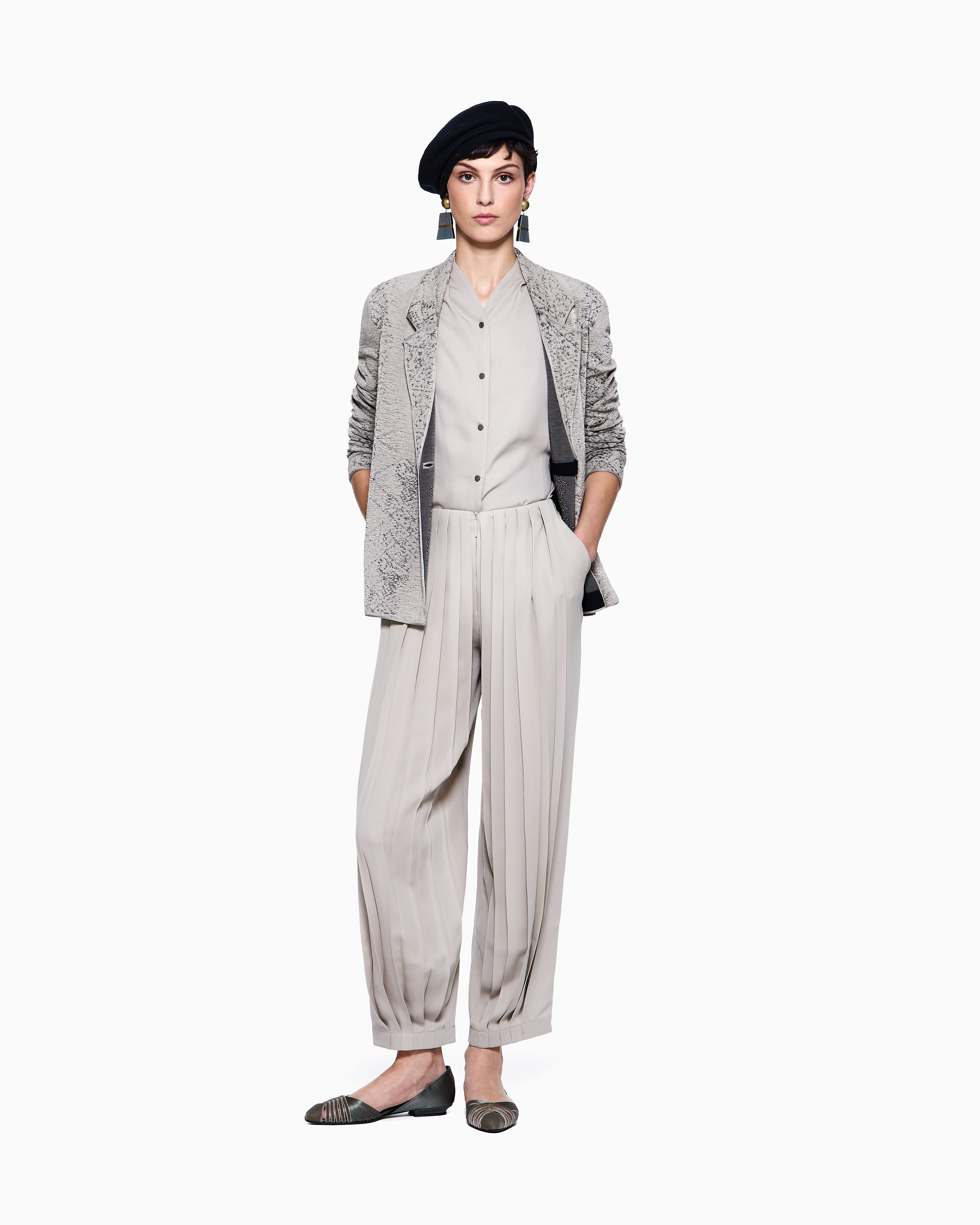 Giorgio Armani Asv Top In Triple Silk Georgette In Neutral