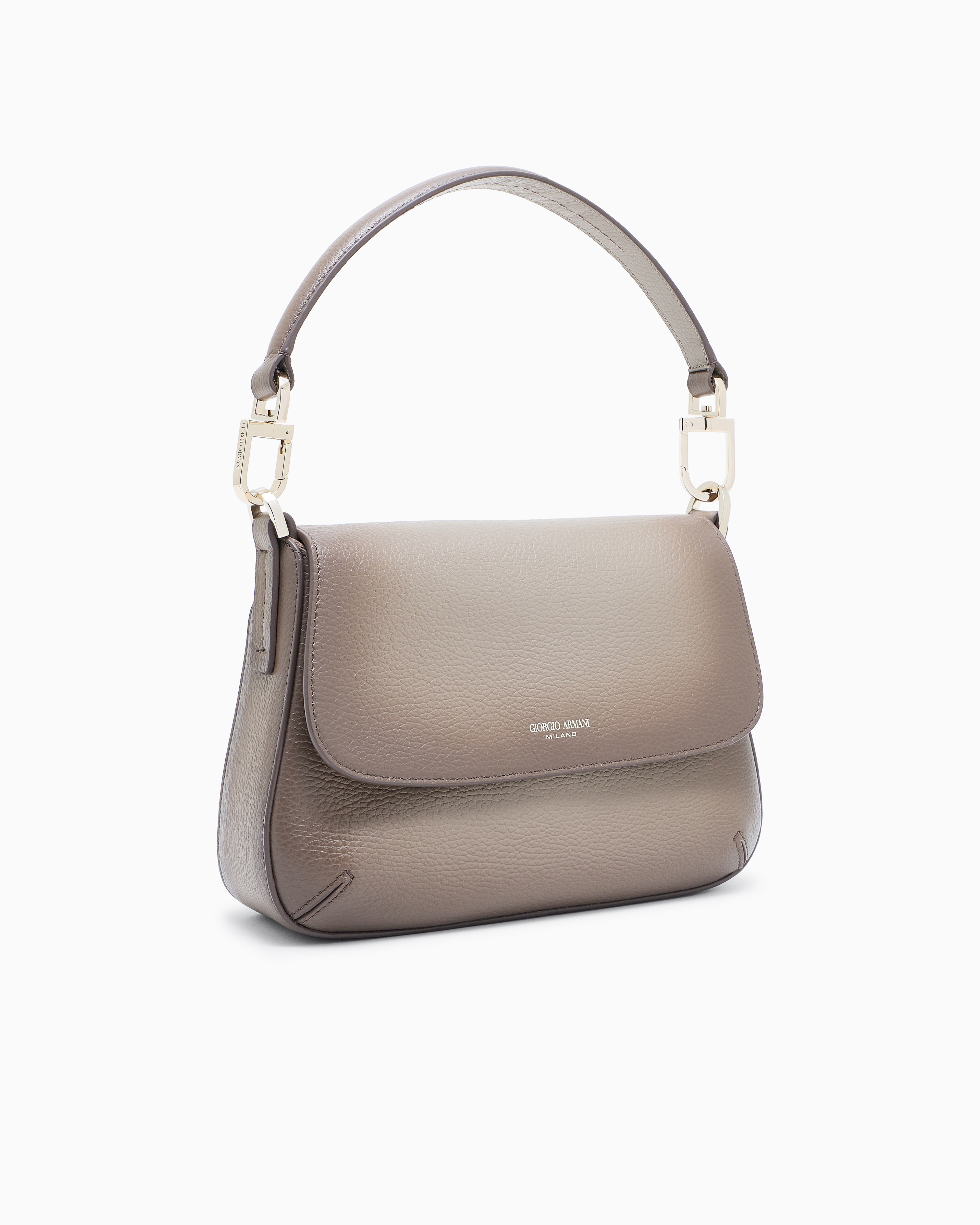 Giorgio Armani Small La Prima Soft Bag In Gradient Pebbled Calfskin In Neutral