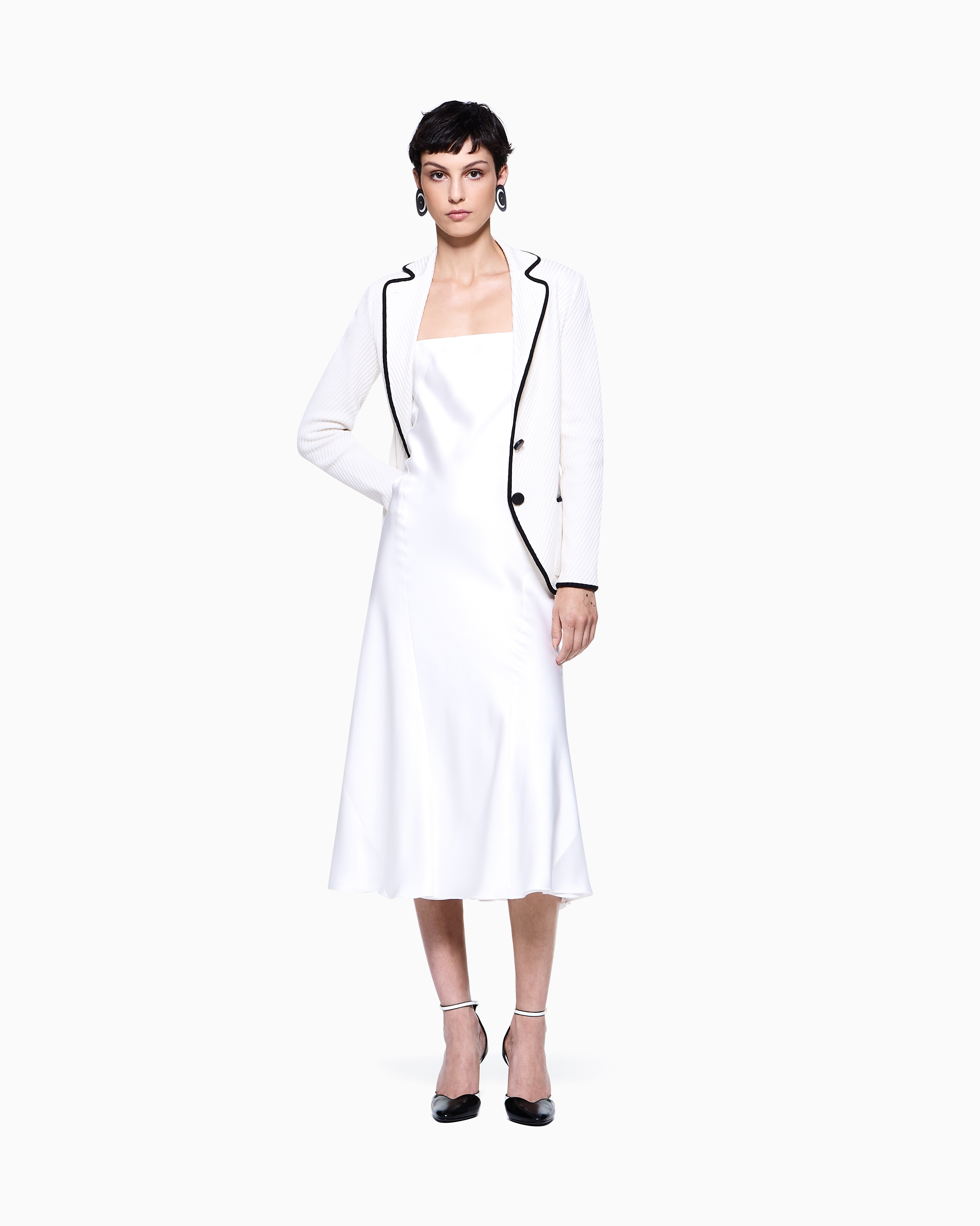 Giorgio Armani Single-breasted Silk-jersey Jacket In White