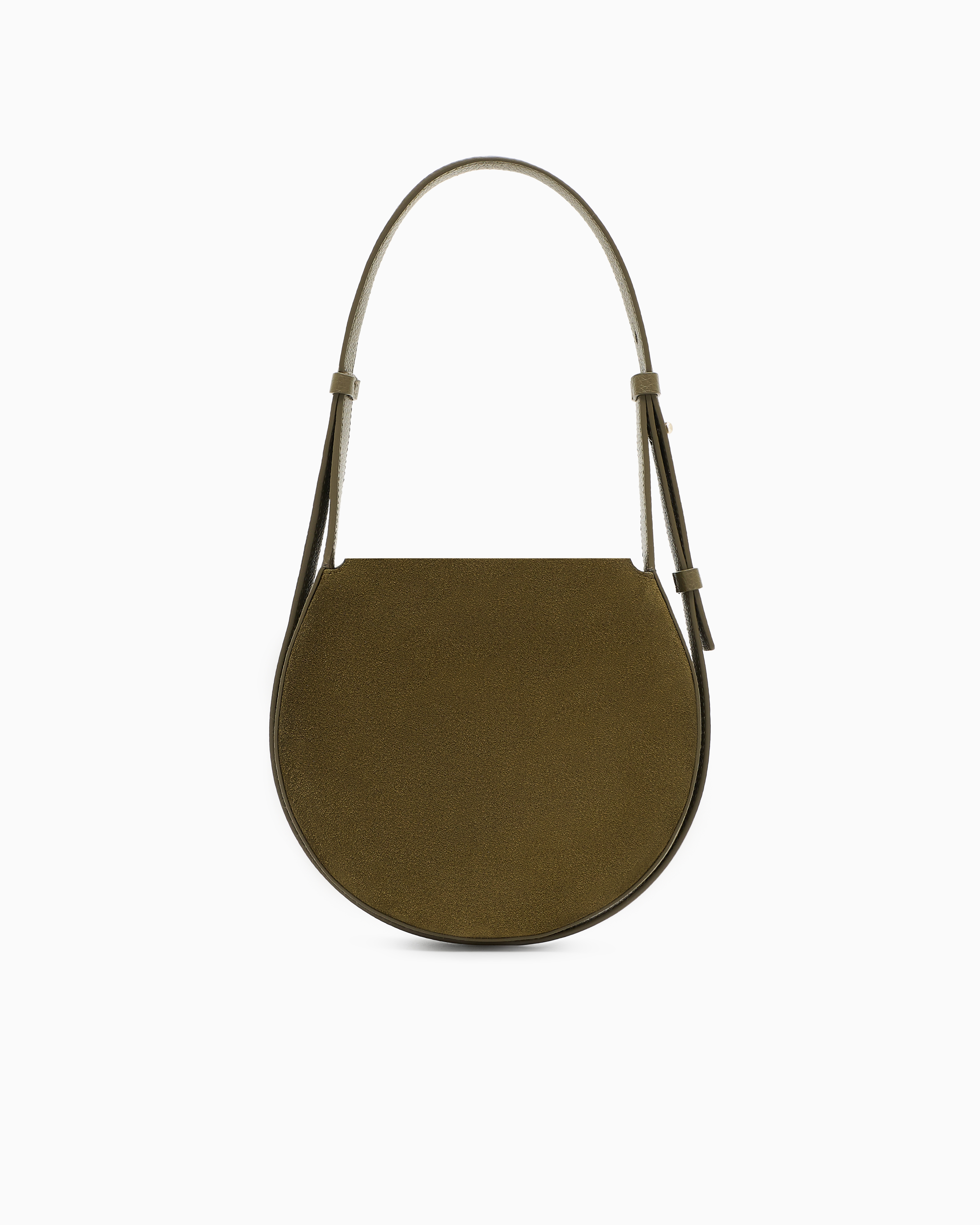 Giorgio Armani Small Shoulder Bag In Suede And Pebbled Calfskin In Green