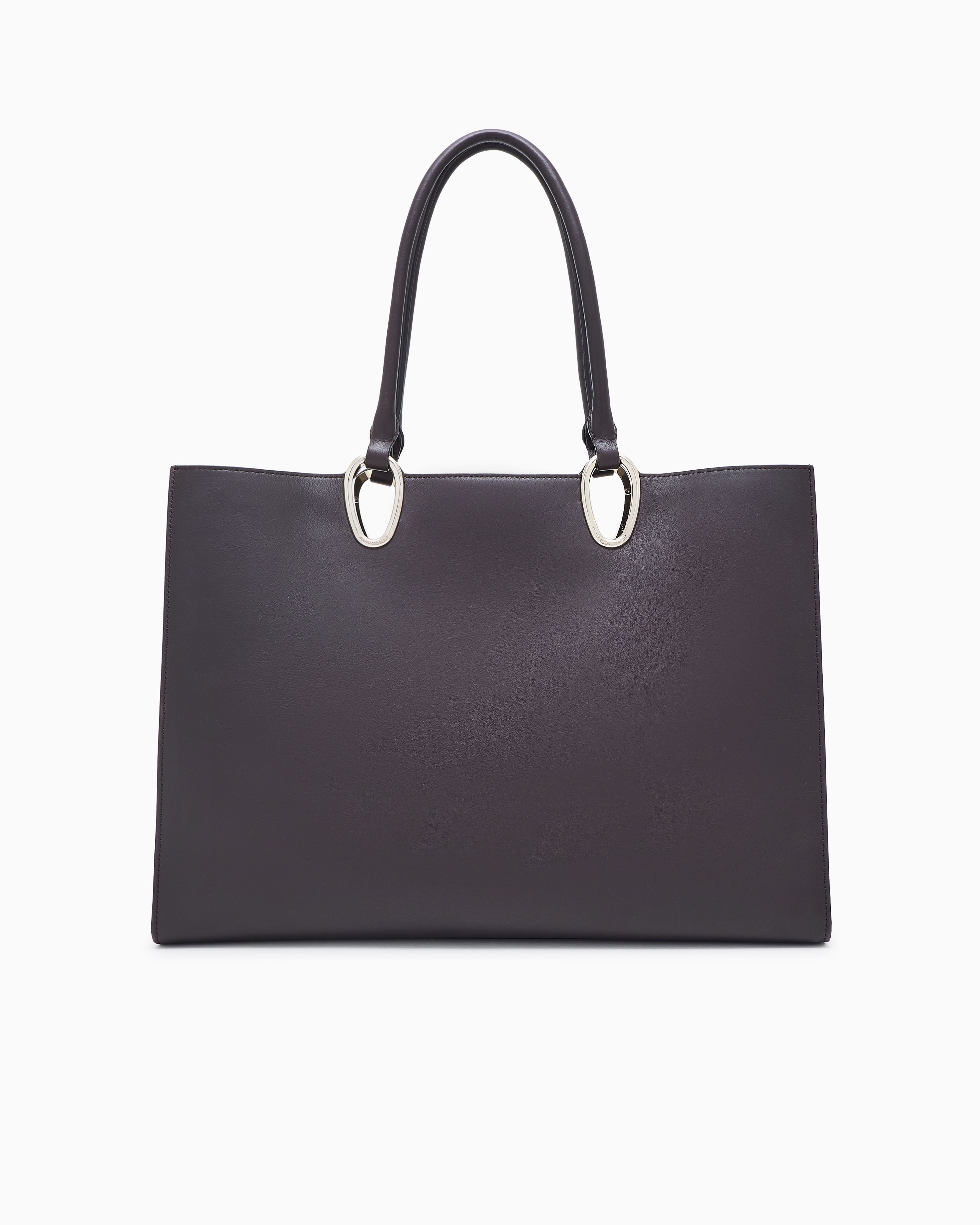 Giorgio Armani Medium Shopper Bag In Leather In Brown