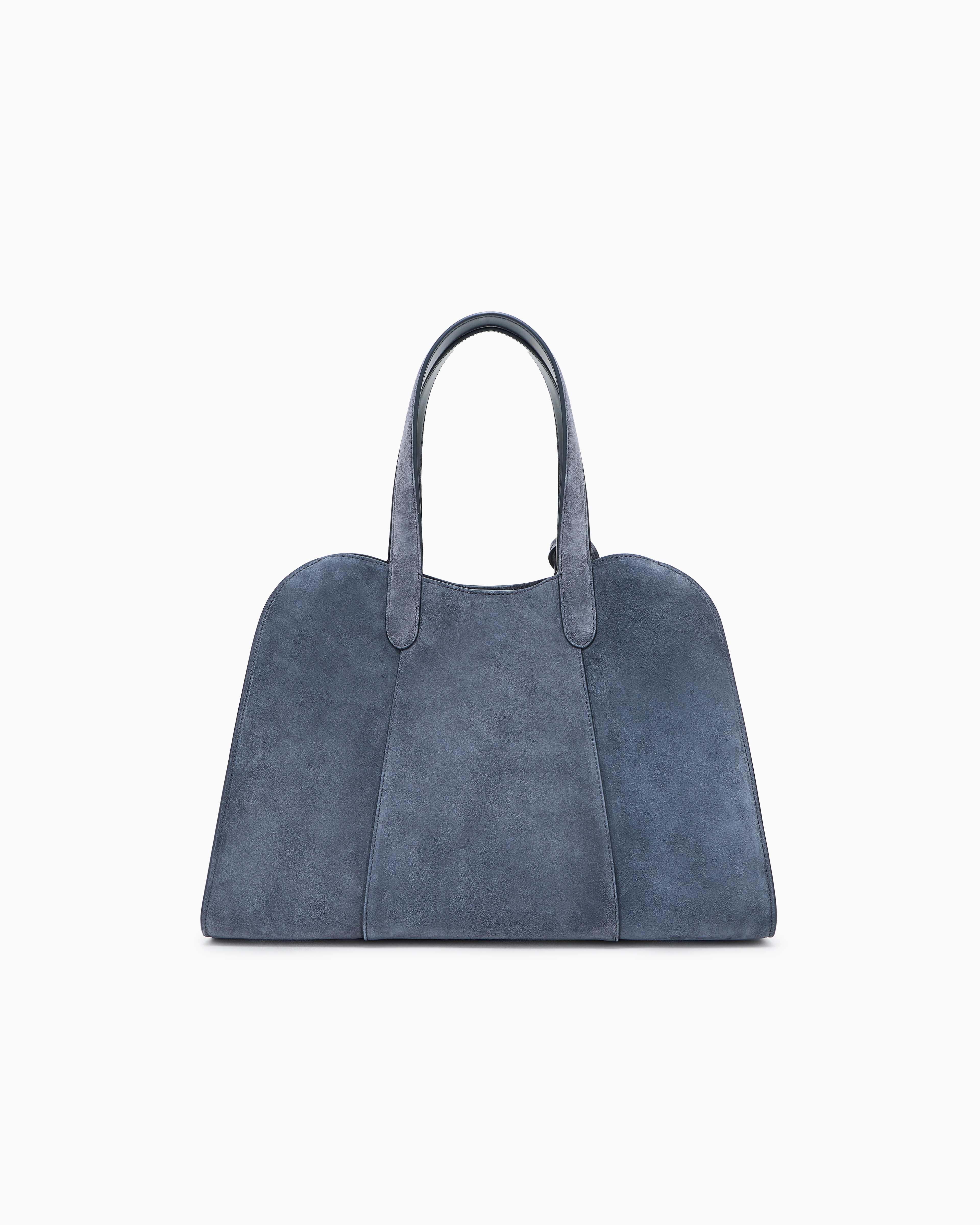 Giorgio Armani Large Suede Tote Bag In Gray