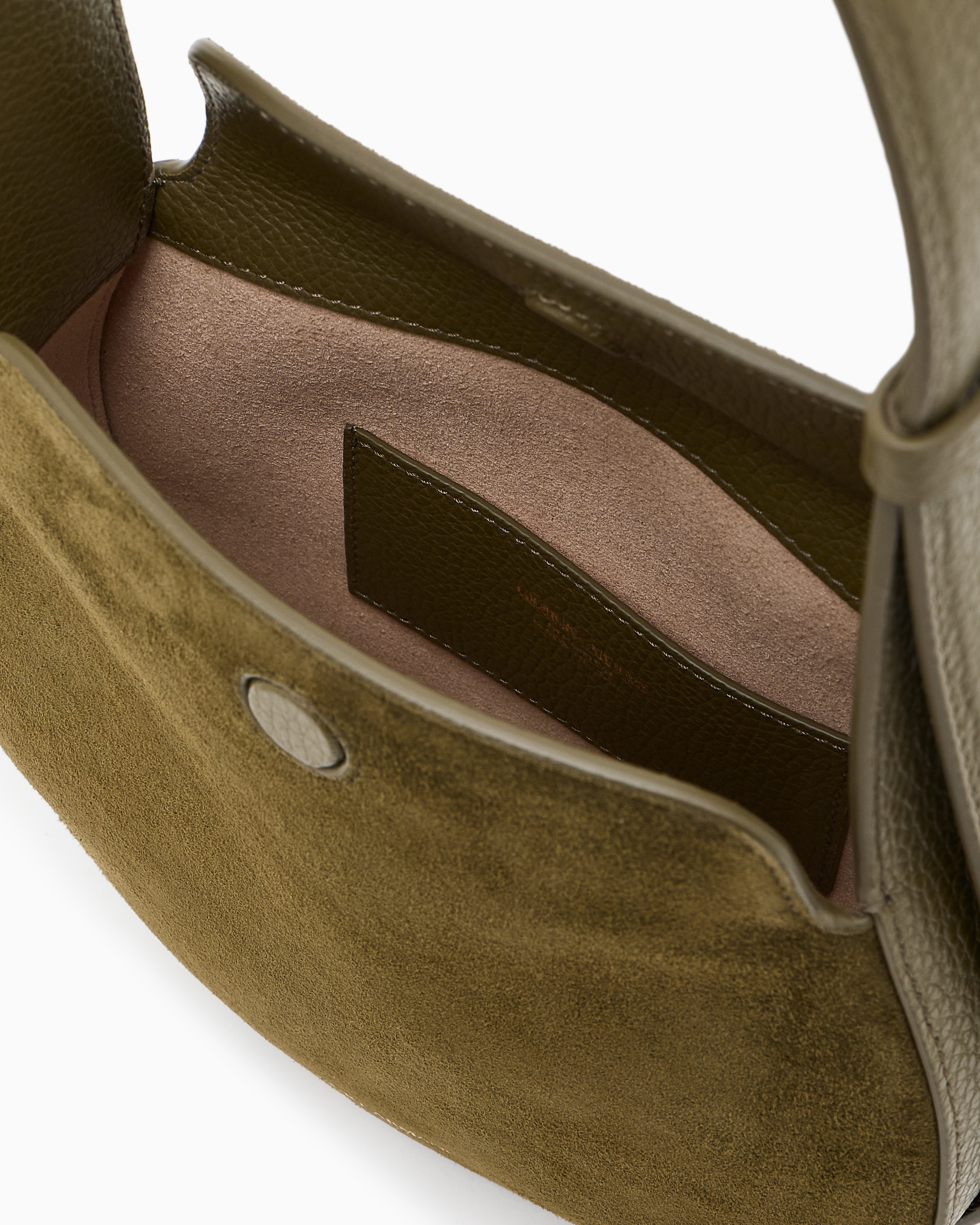 Giorgio Armani Small Shoulder Bag In Suede And Pebbled Calfskin In Green