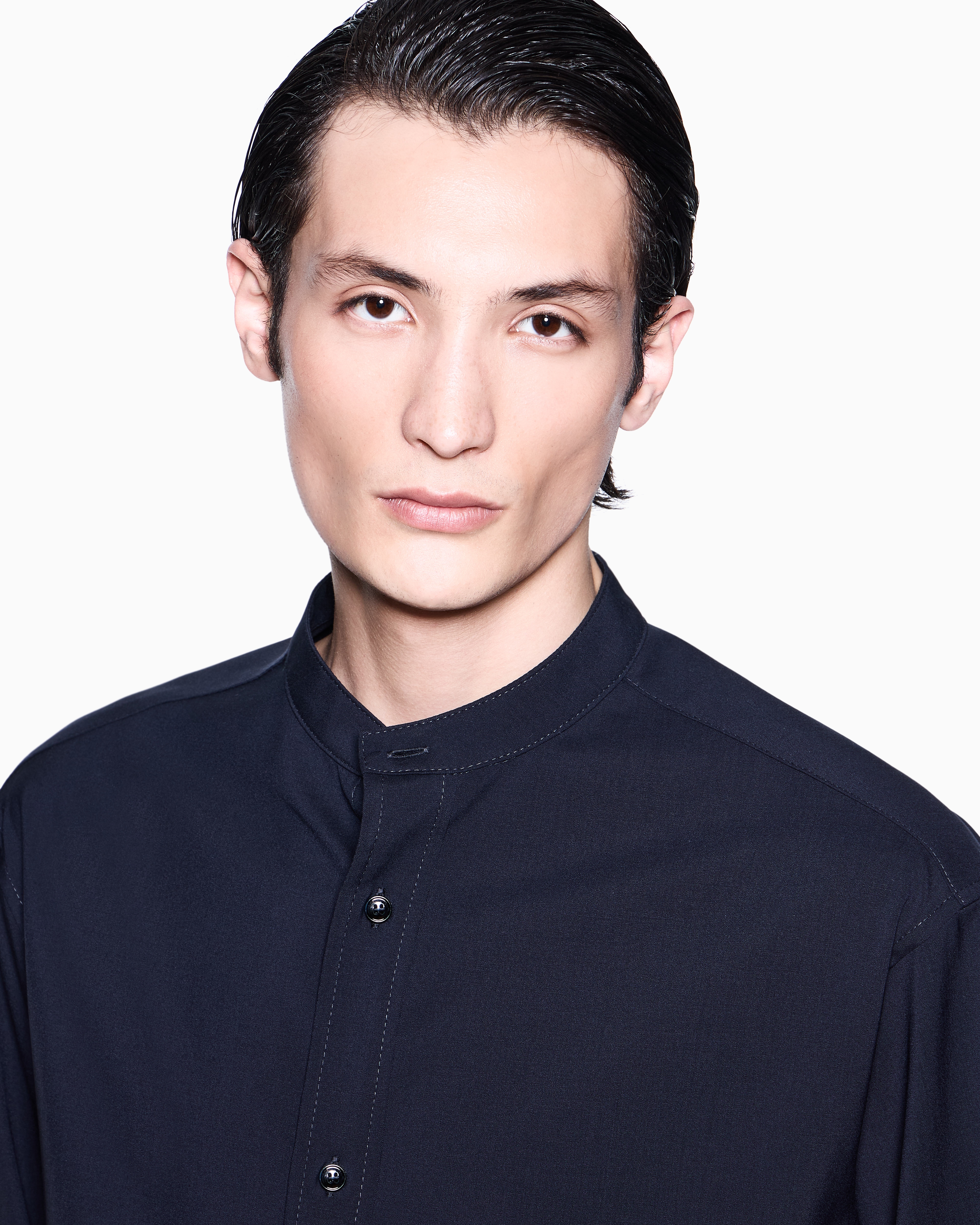 Giorgio Armani Shirt Jacket In Pure Virgin Wool Canvas In Blue