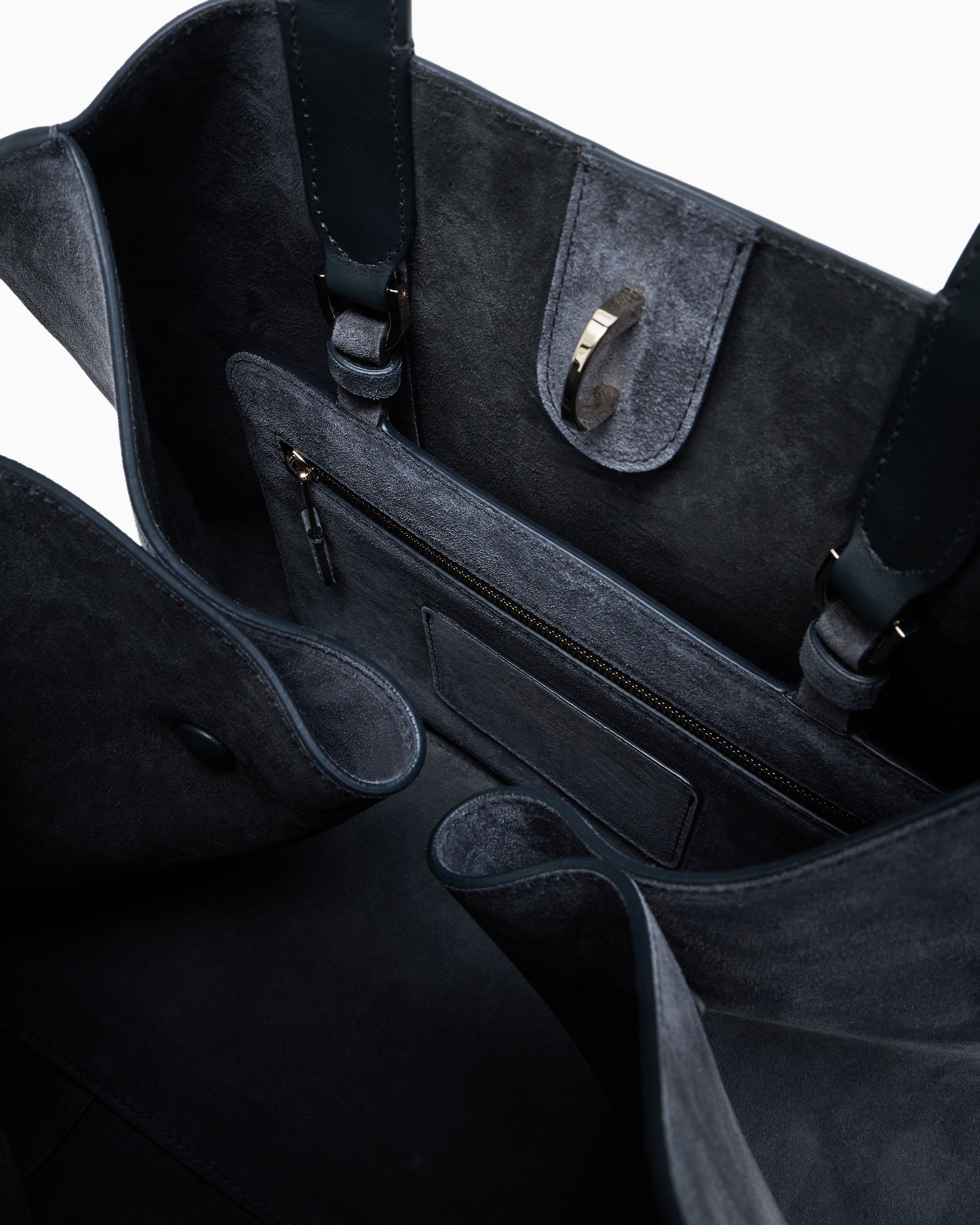 Giorgio Armani Large Suede Tote Bag In Gray