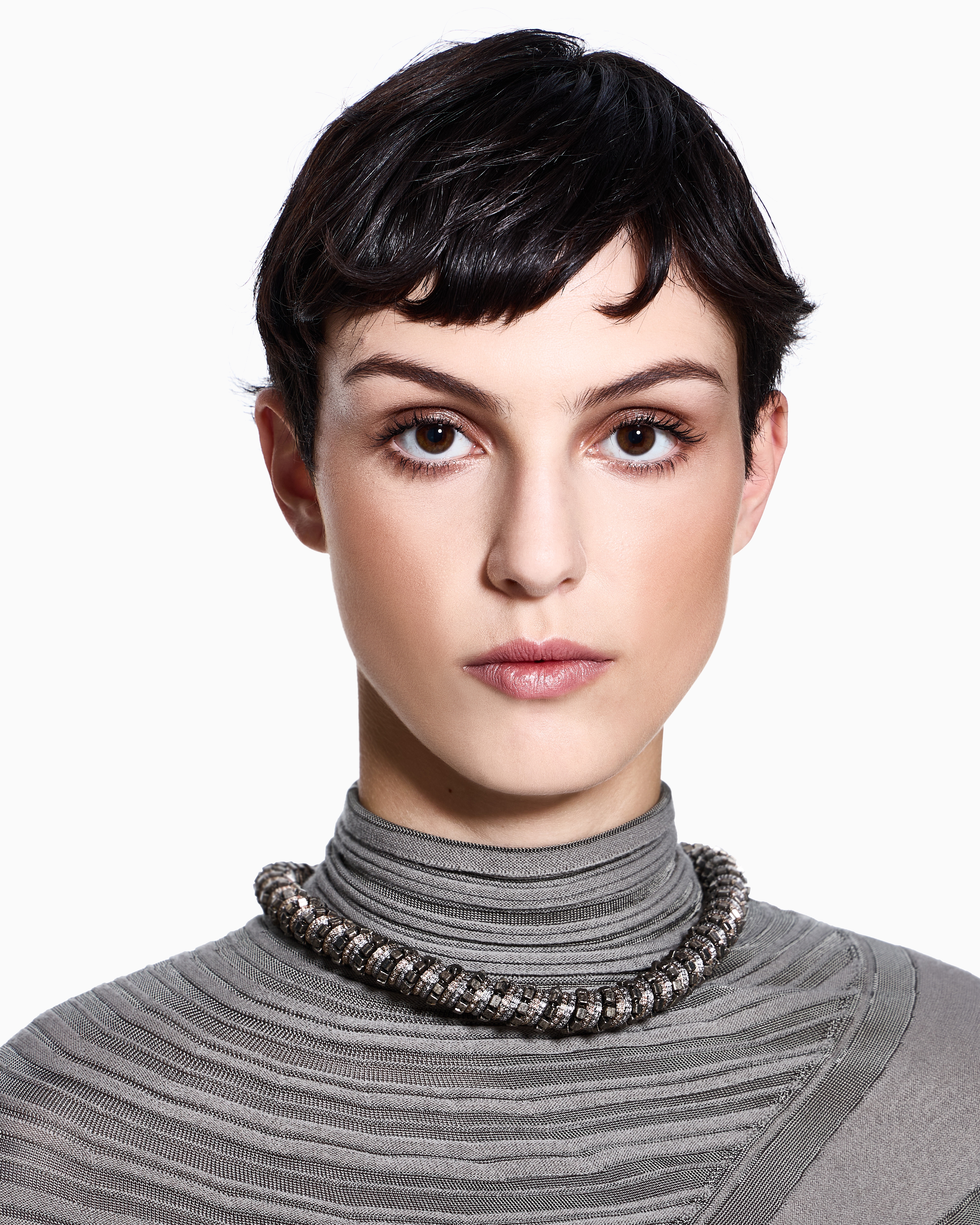 Giorgio Armani Leather And Fabric Choker Necklace In Gold