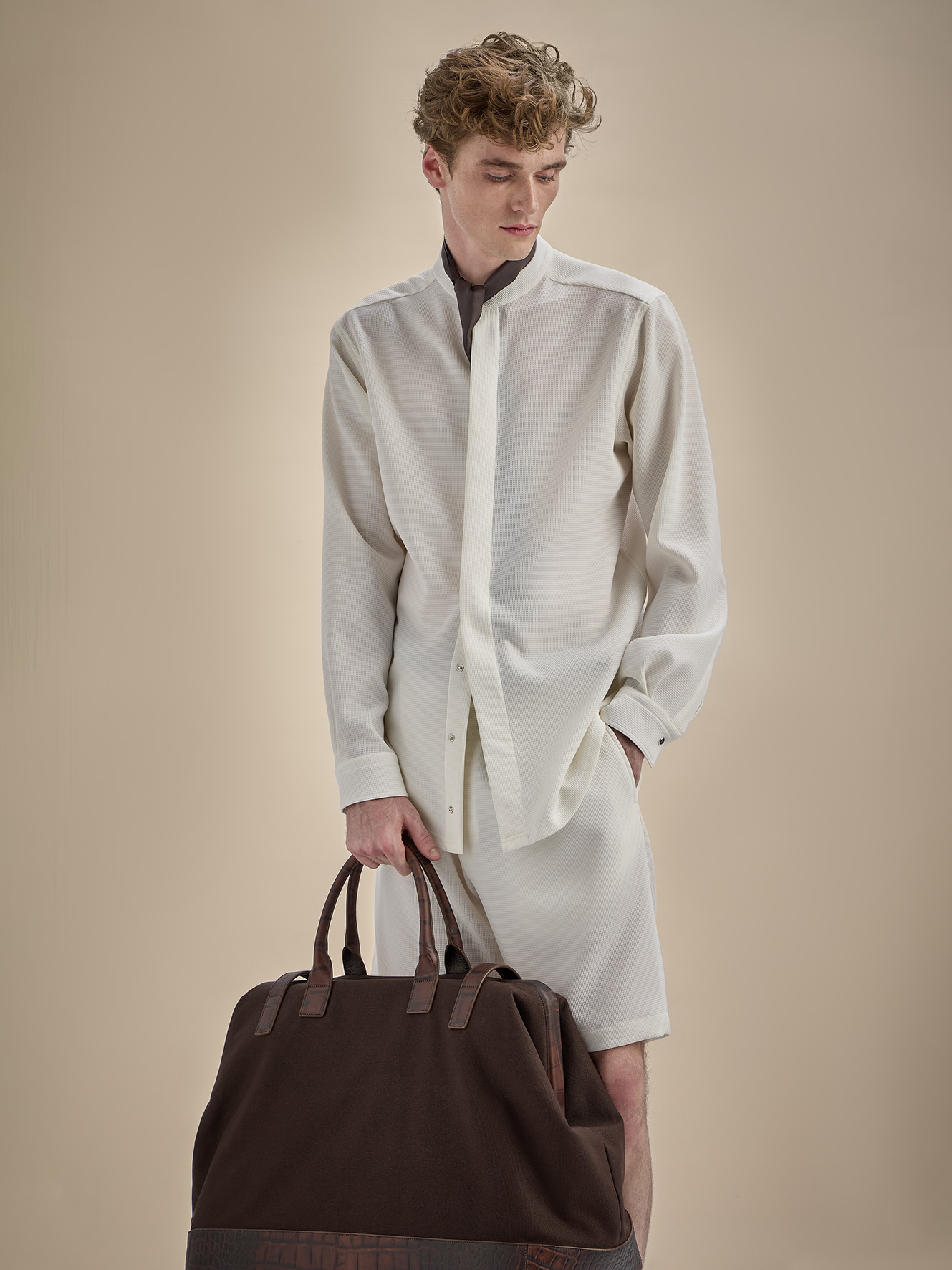 Icon グルカラーシャツ 3Dピケ風クレープジャージー | Emporio