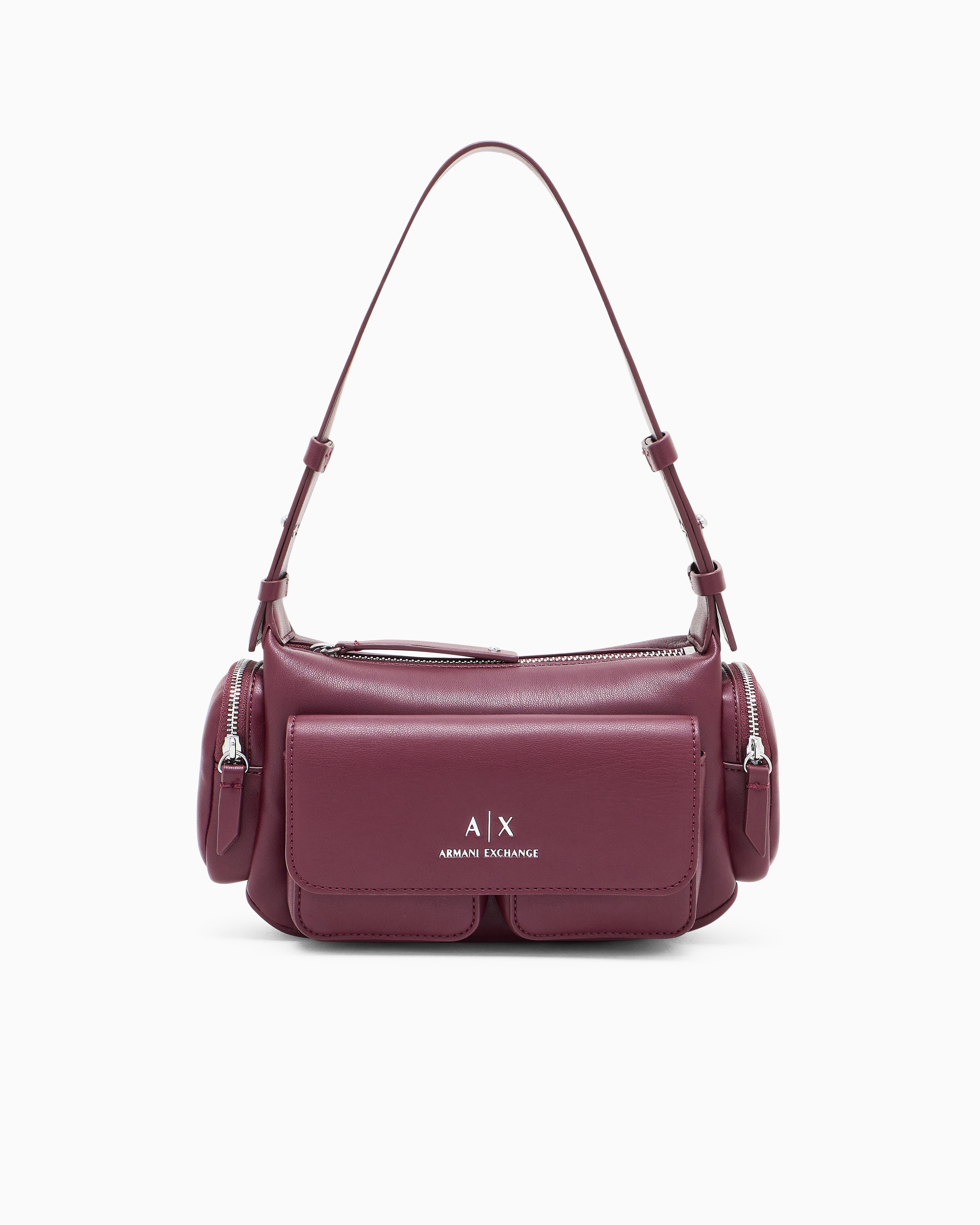 Armani Exchange Burgundy Shoulder Bag With Side Pockets Tu