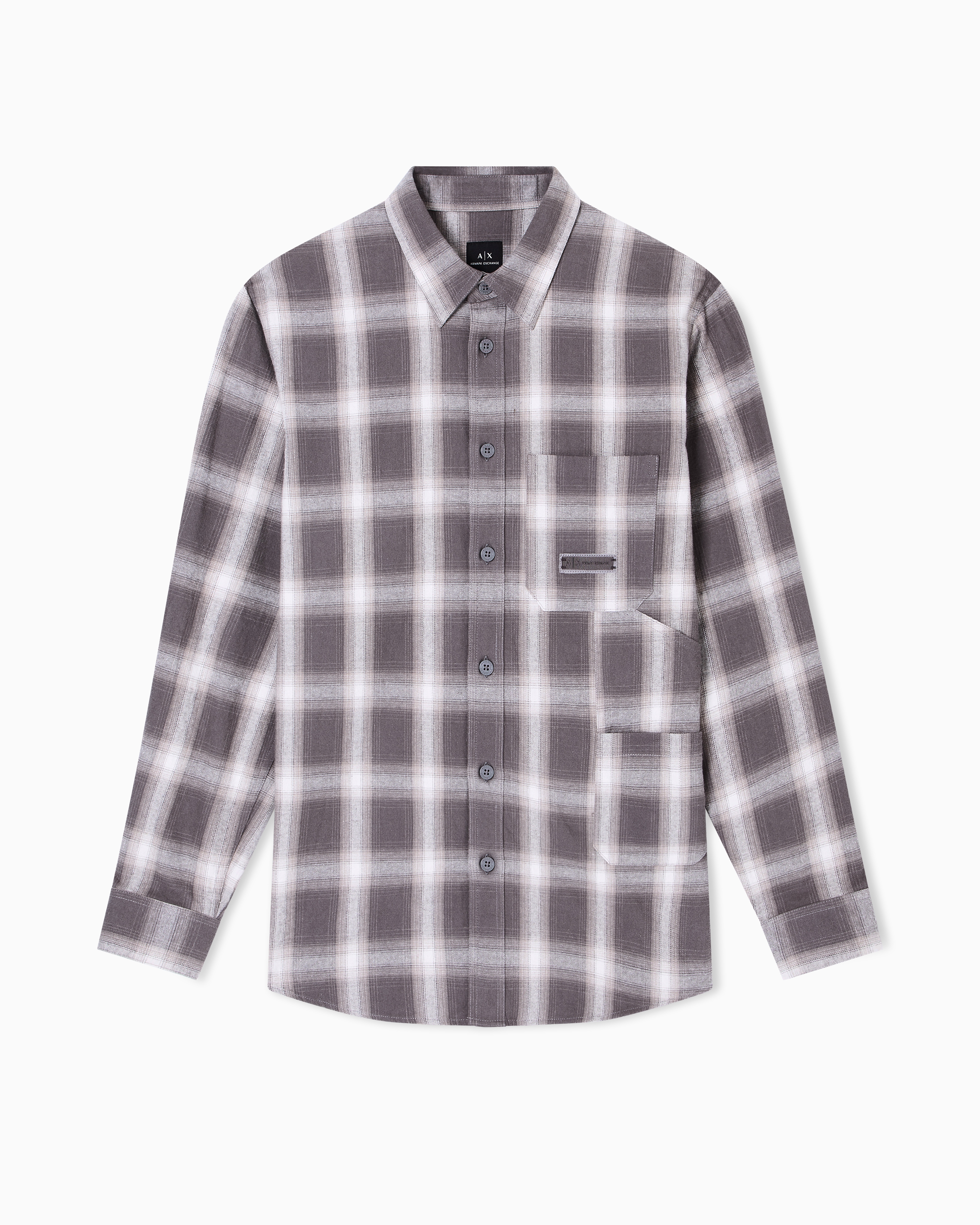 Armani Exchange - Regular fit check pattern shirt, Man, Brown, Size: M