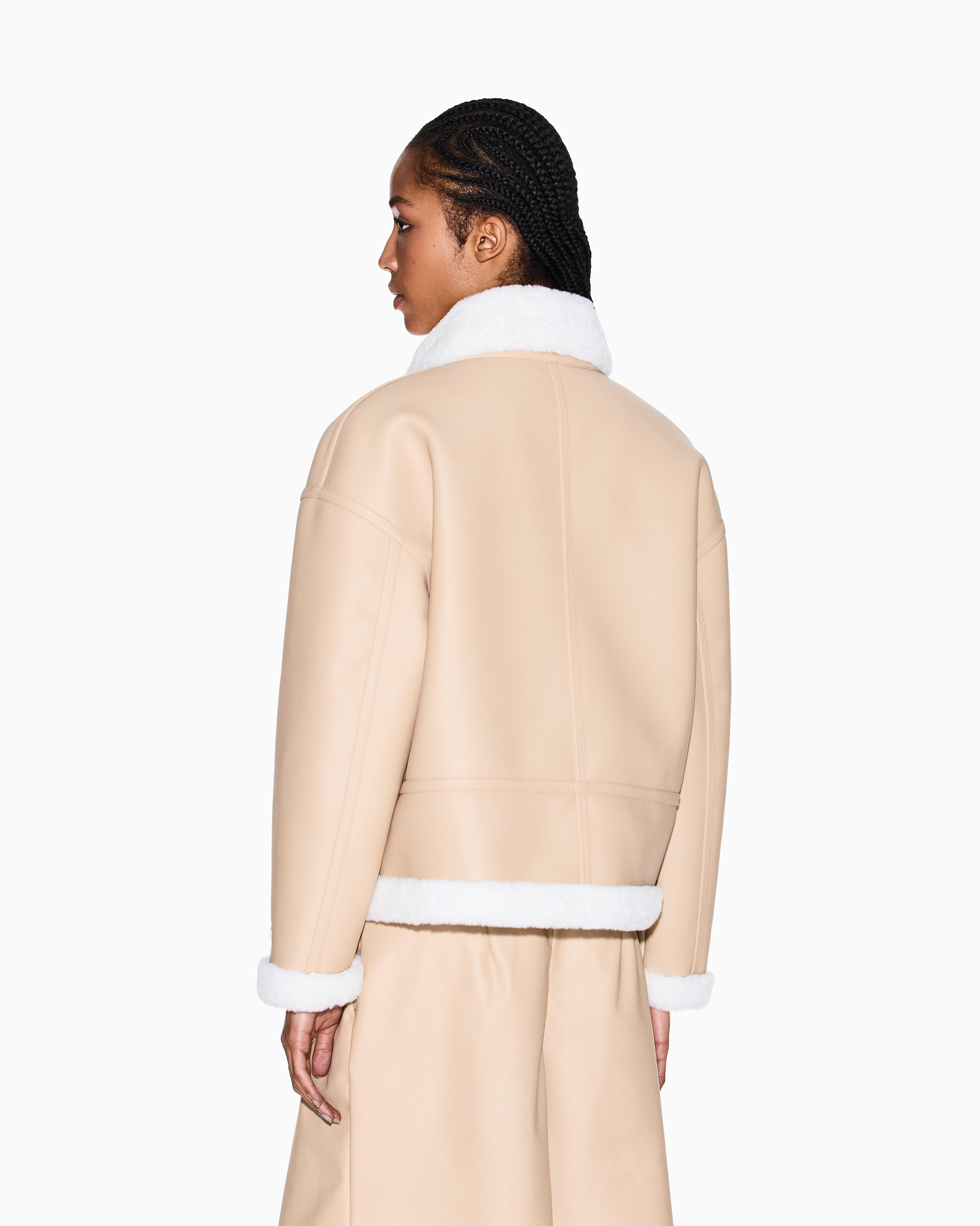 Armani Exchange - Short Faux Shearling Jacket, Woman, Camel, Size: